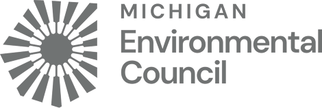Logo of the Michigan Environmental Council, featuring a circular graphic with radiating lines.