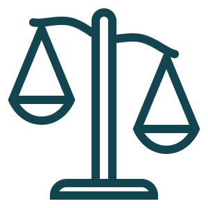Icon of a balance scale representing justice or law.