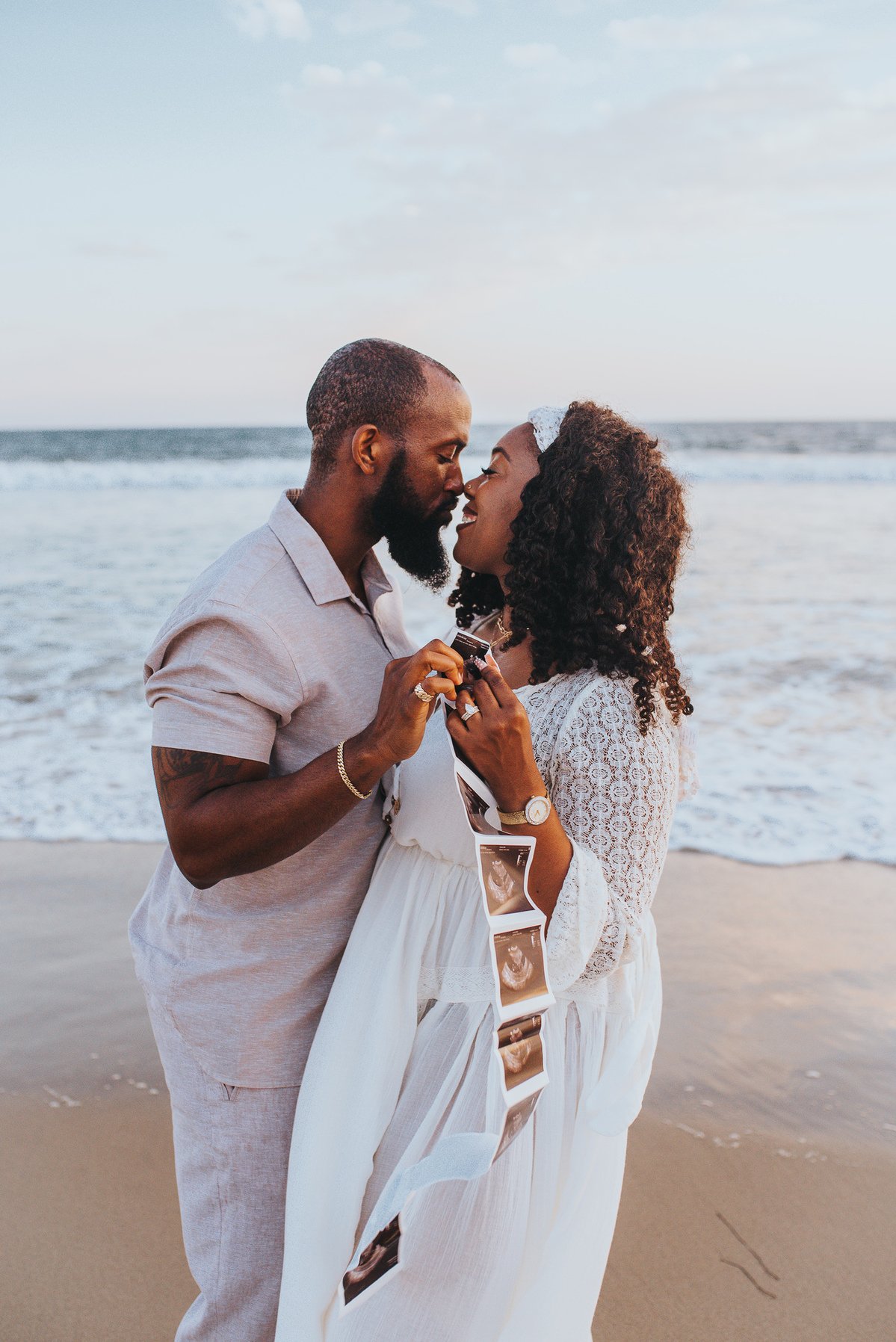 Barefoot Pregnancy Announcement at Sunset | Santa Monica Maternity Photography