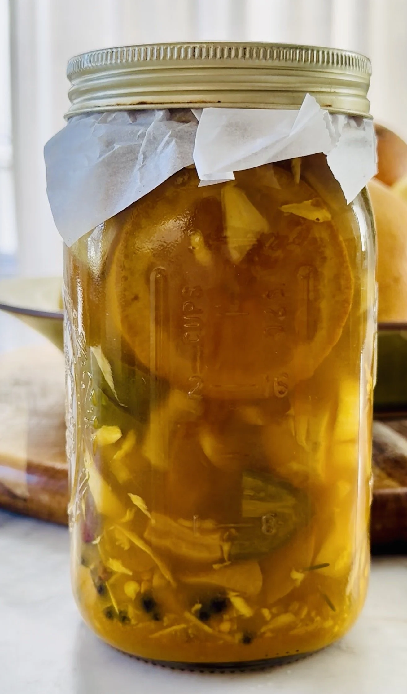 Picture of a jar containing fire cider.