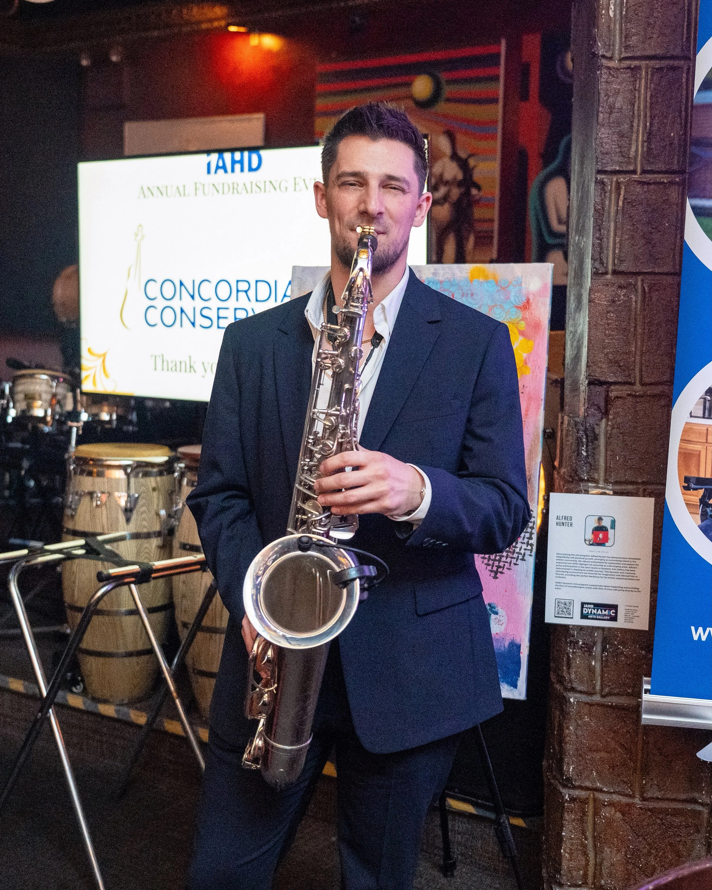 Last week I had the absolute pleasure of playing sax at the @iahd_ny fundraiser supporting people with intellectual and developmental disabilities at @cuttingroomnyc . It was an honor to support @iahd_ny - thank you to the wonderful @dleppolito for h