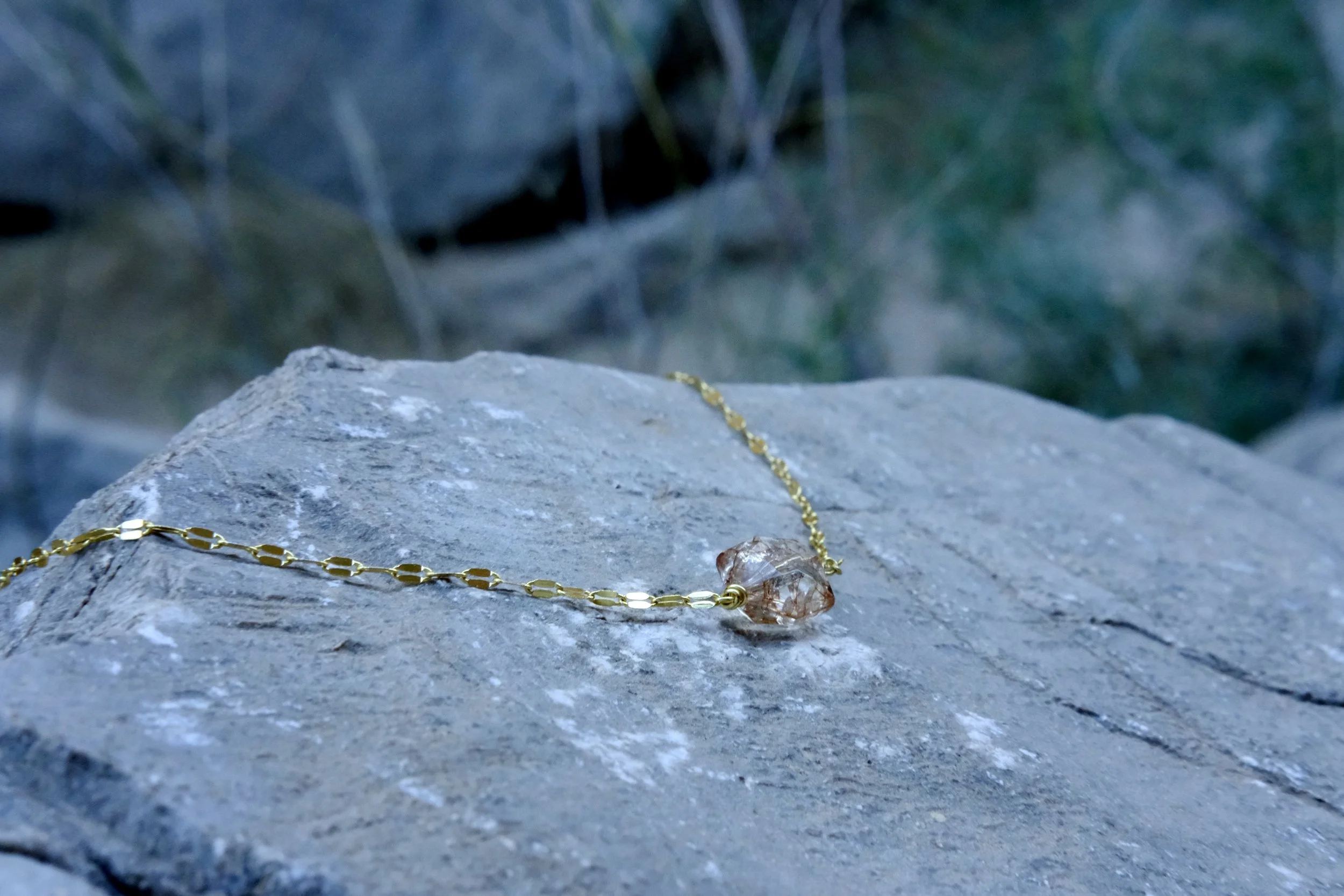 Amber Crystal Chain Necklace