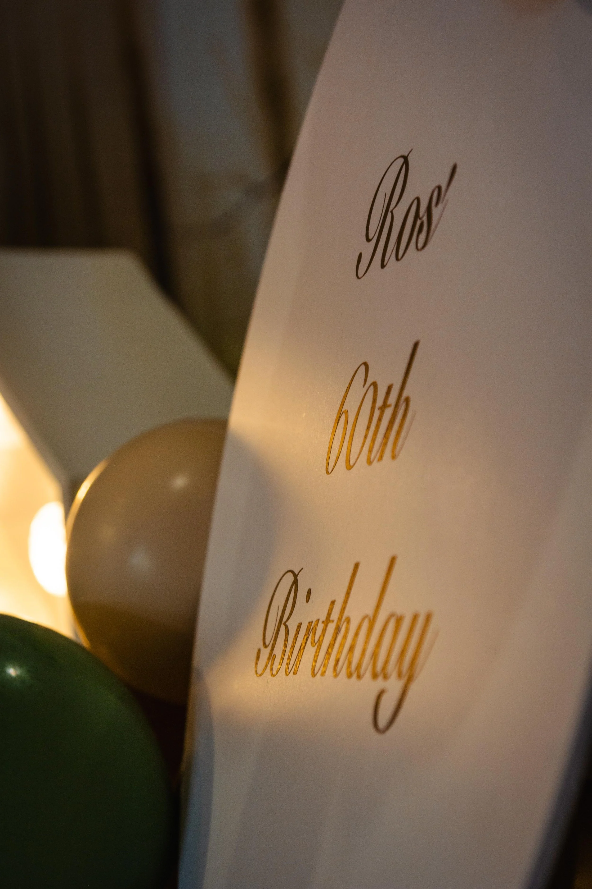 Customised welcome message on easel