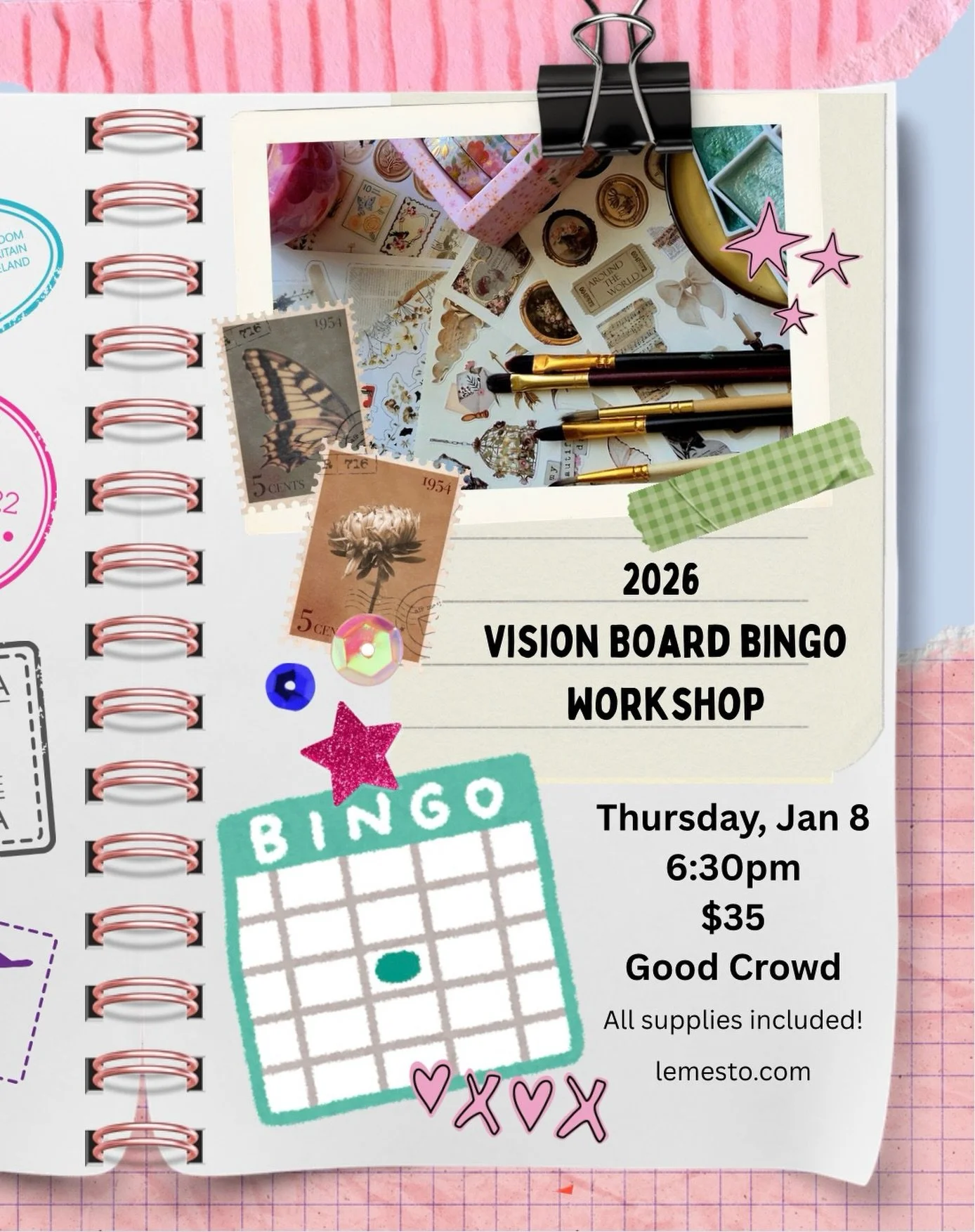Vision boards are cool. Bingo boards are cooler 😎 
Let&rsquo;s make goal-setting way more fun ✂️✨

This workshop is all about creating a 2026 bingo board &mdash; each square filled with goals, intentions, habits, and little joys you want more of in 