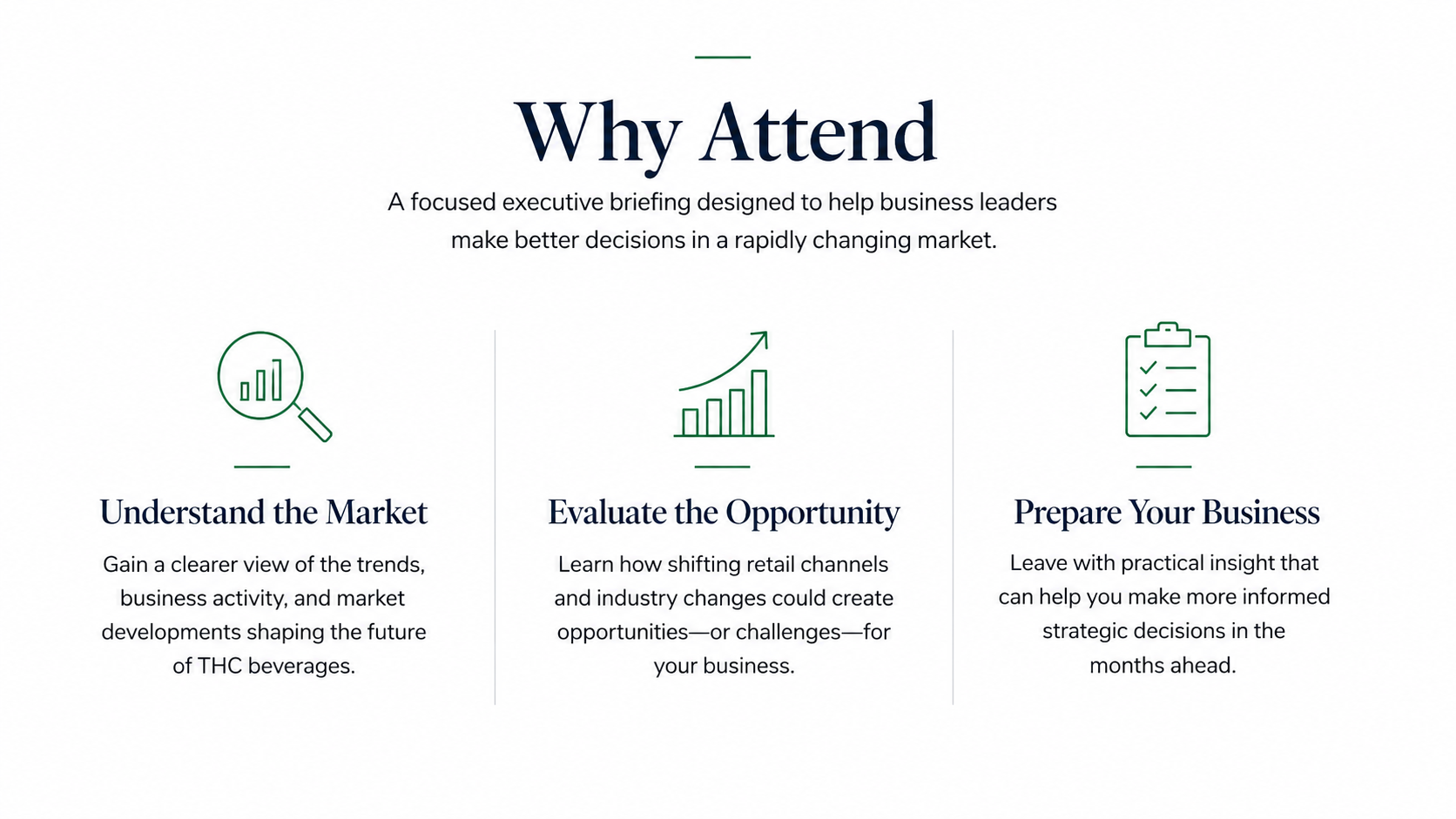Why attend the THC Beverage Briefing: understand the market, evaluate the opportunity, and prepare your business.