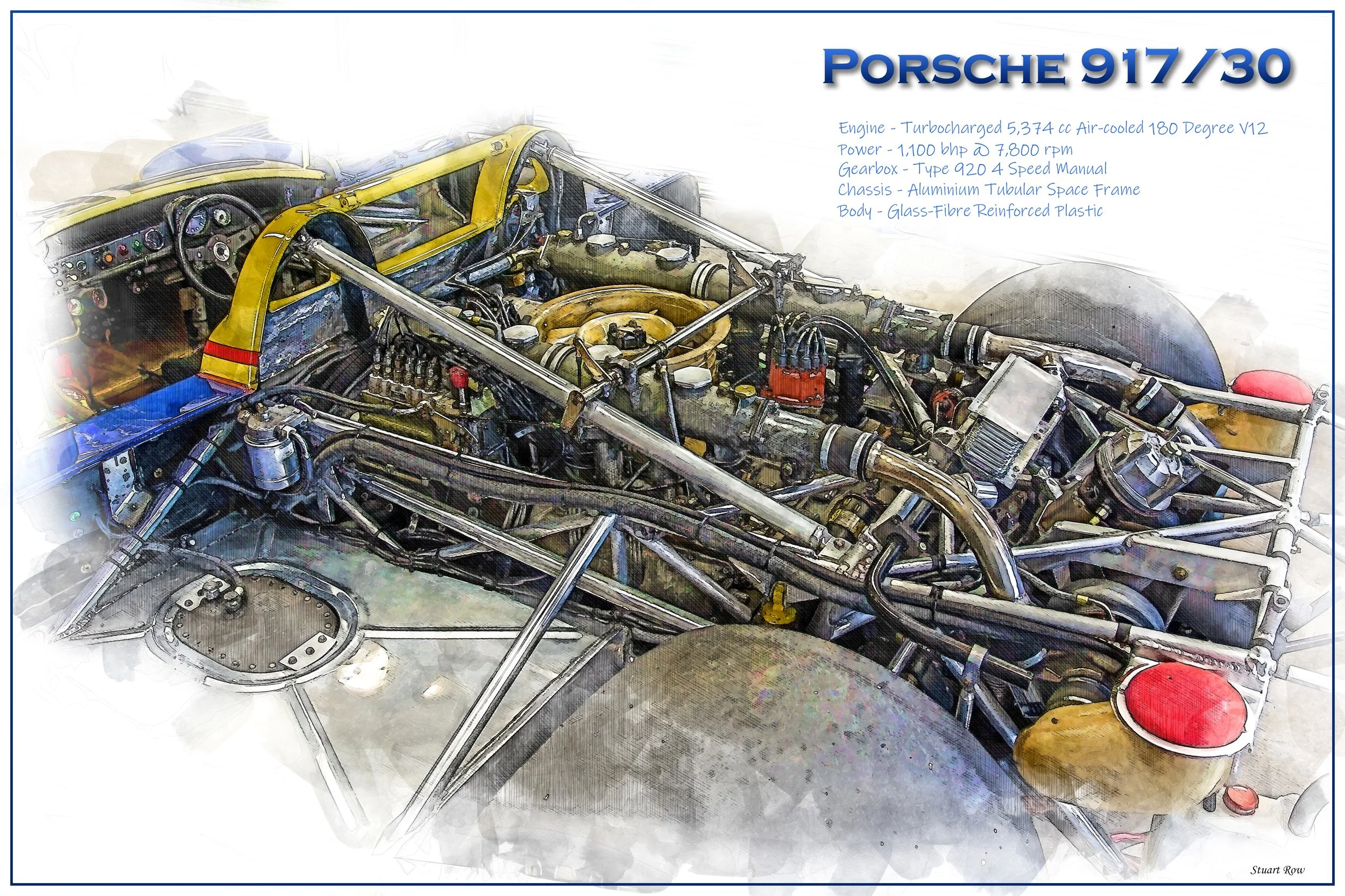 Rear view of Can-Am Porsche 917/30 showing flat 12 engine 
