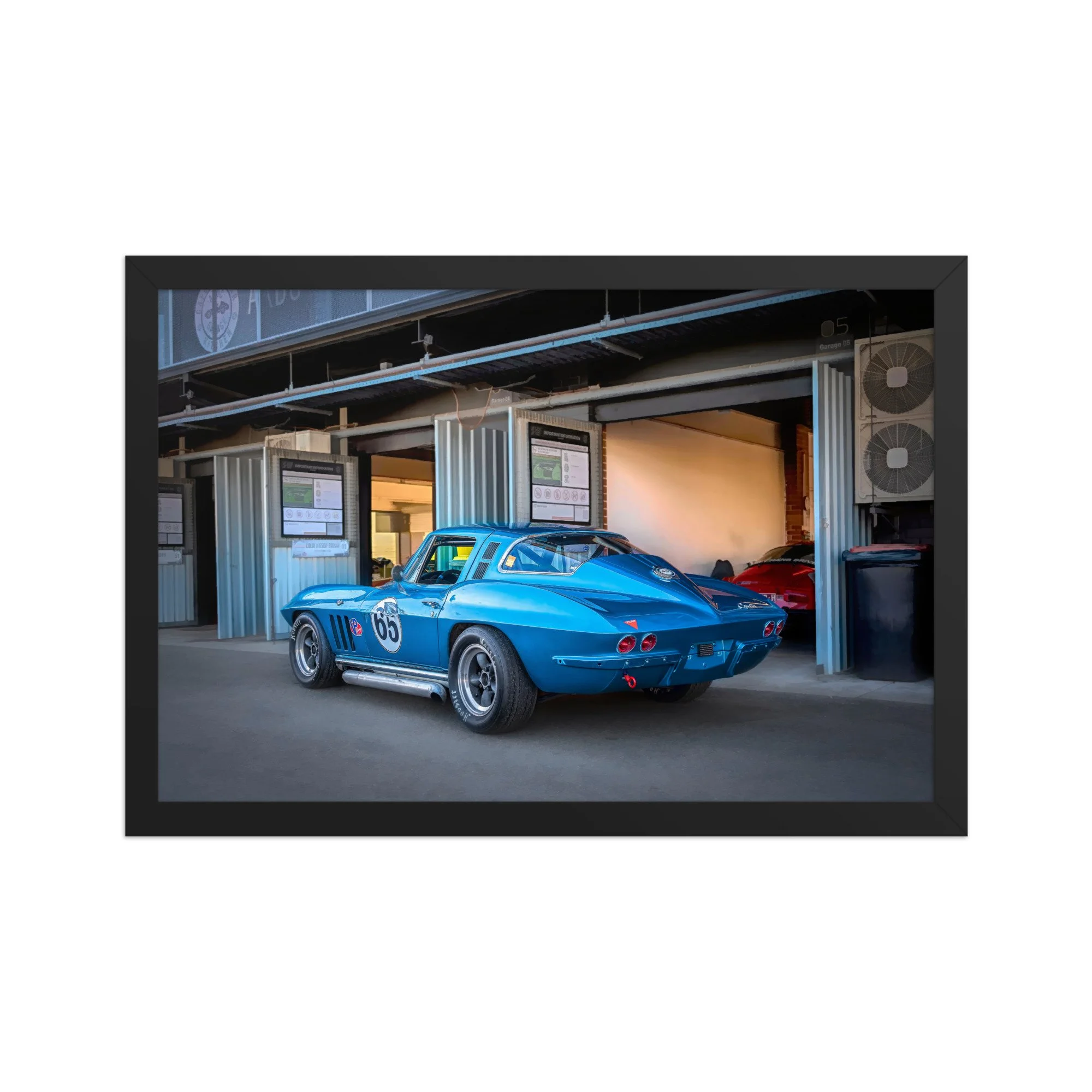 Blue C2 Corvette Rear Framed matte paper poster — Transchroma Photography
