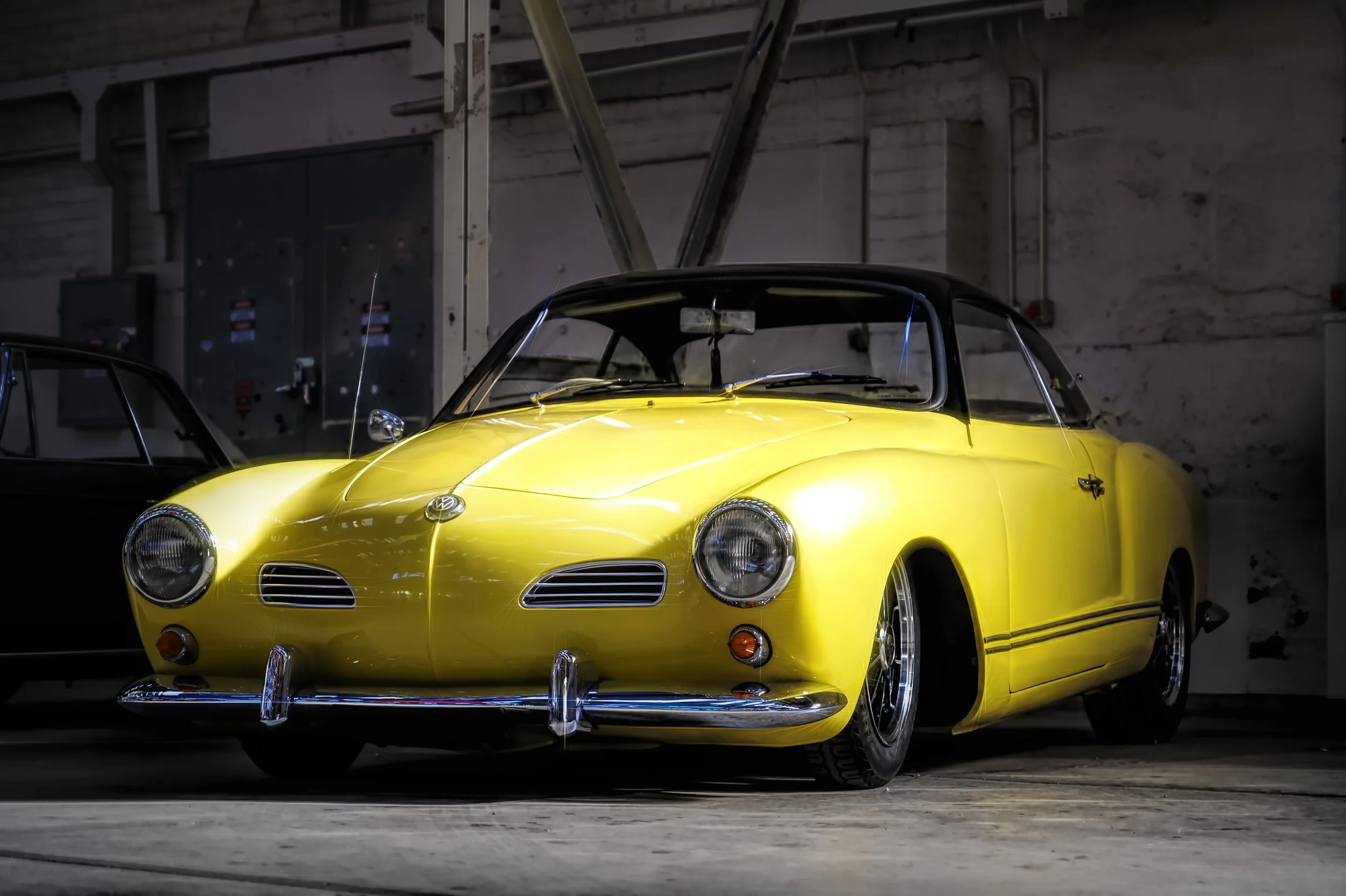 Front view of Yellow Karmann Ghia