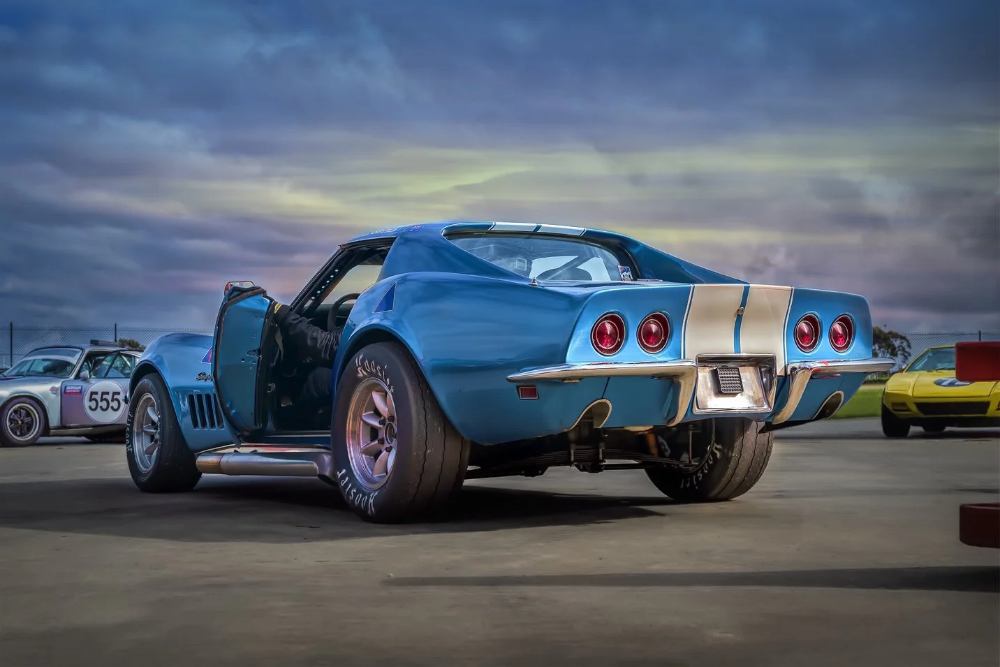Rear View Blue C3 Corvette