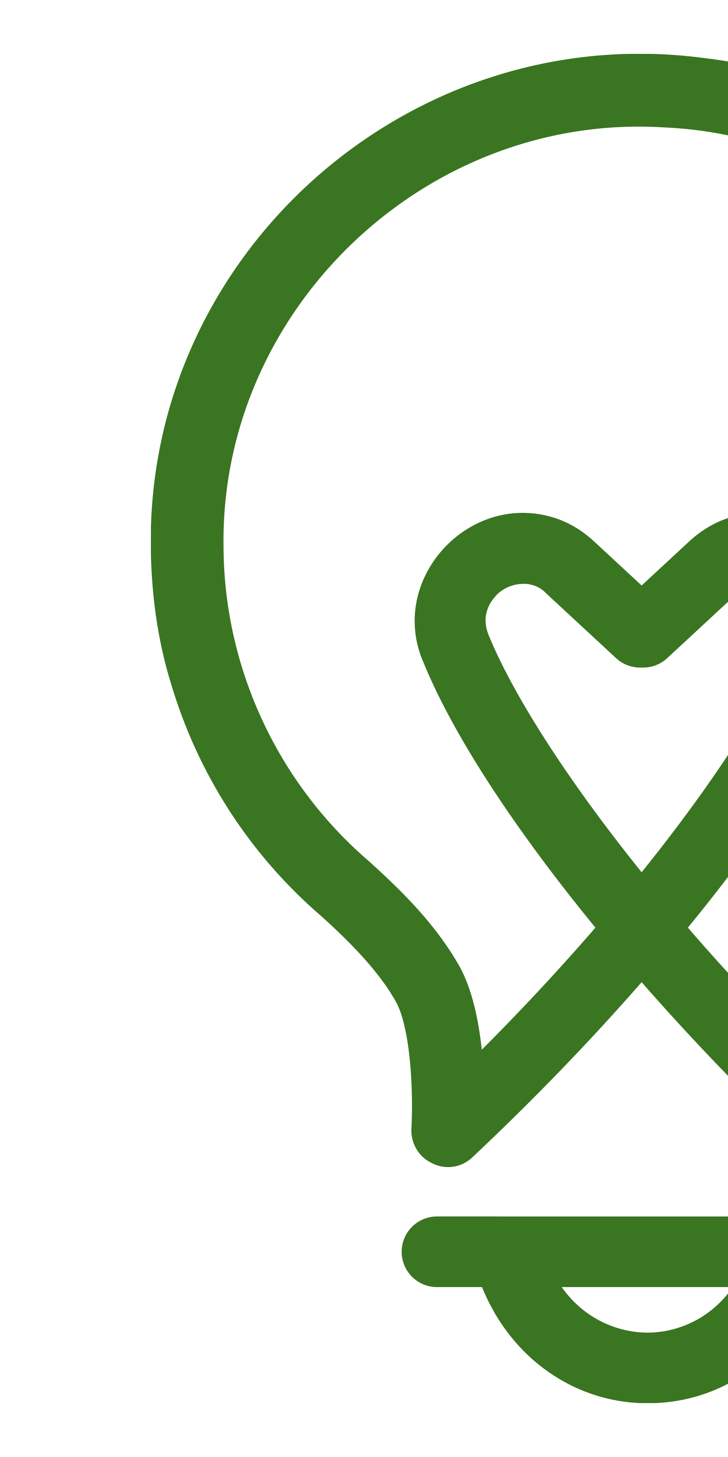 Green line drawing of a human face with a heart inside the head, representing mental health or caring.