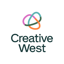 Logo for Creative West featuring interconnected colorful loops and text