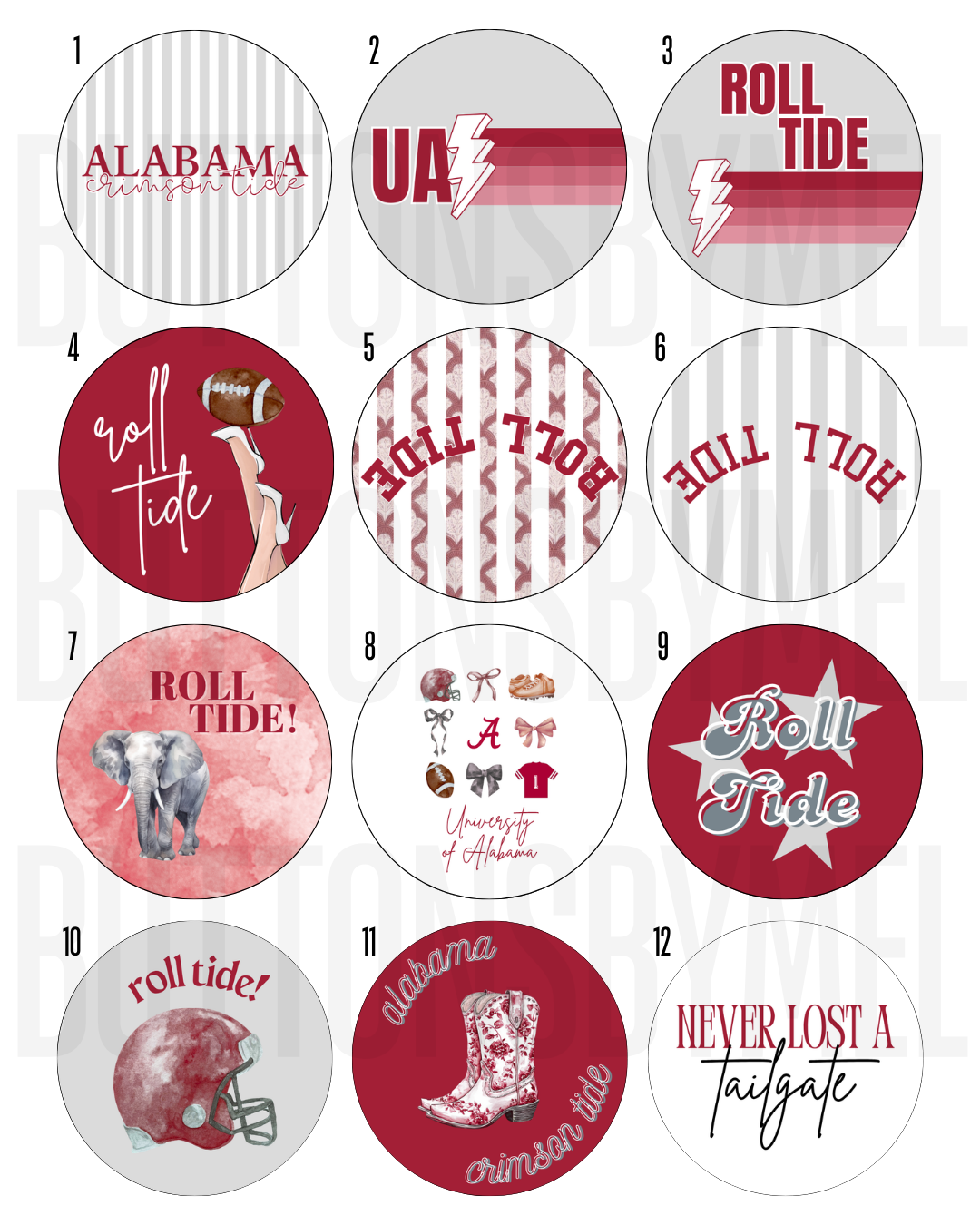 ALABAMA Gamdeday Buttons
