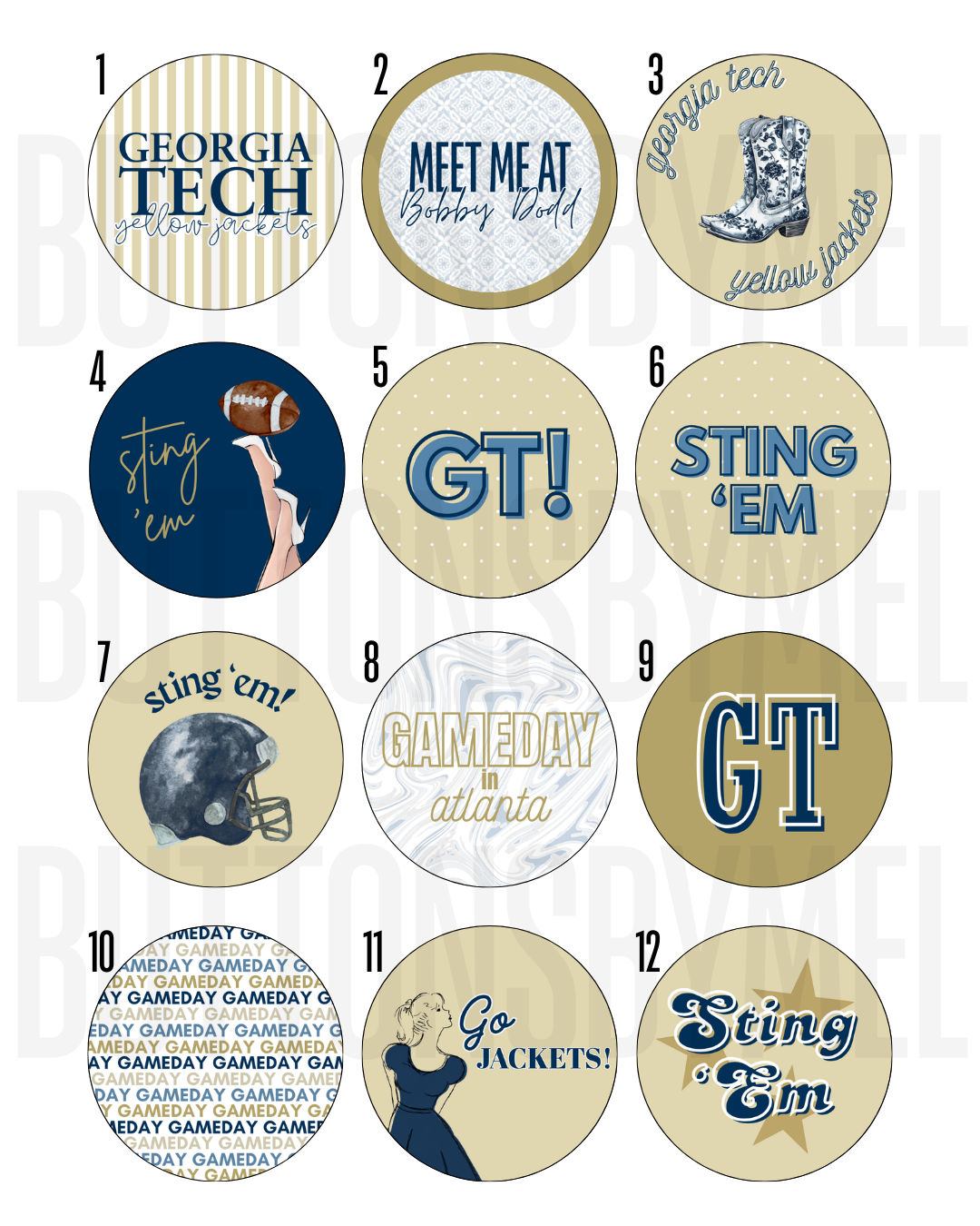 Georgia Tech Gameday Buttons