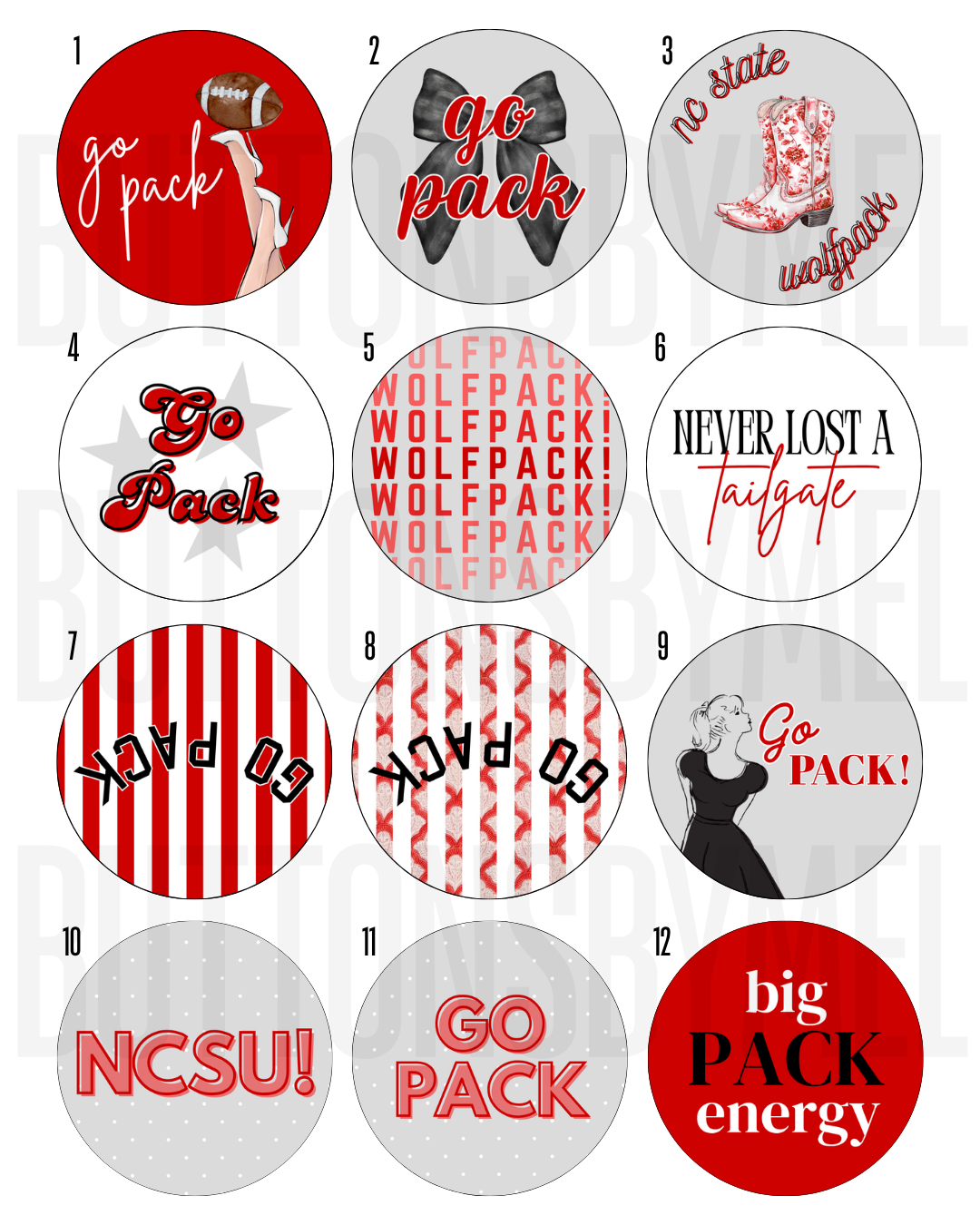NC STATE Gameday Buttons
