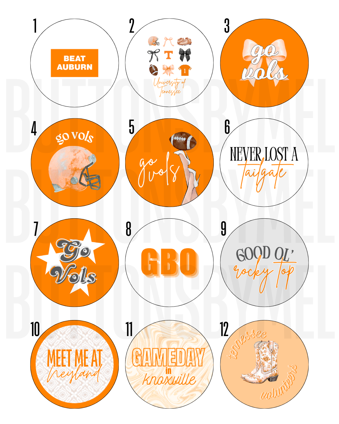 TENNESSEE Gameday Buttons