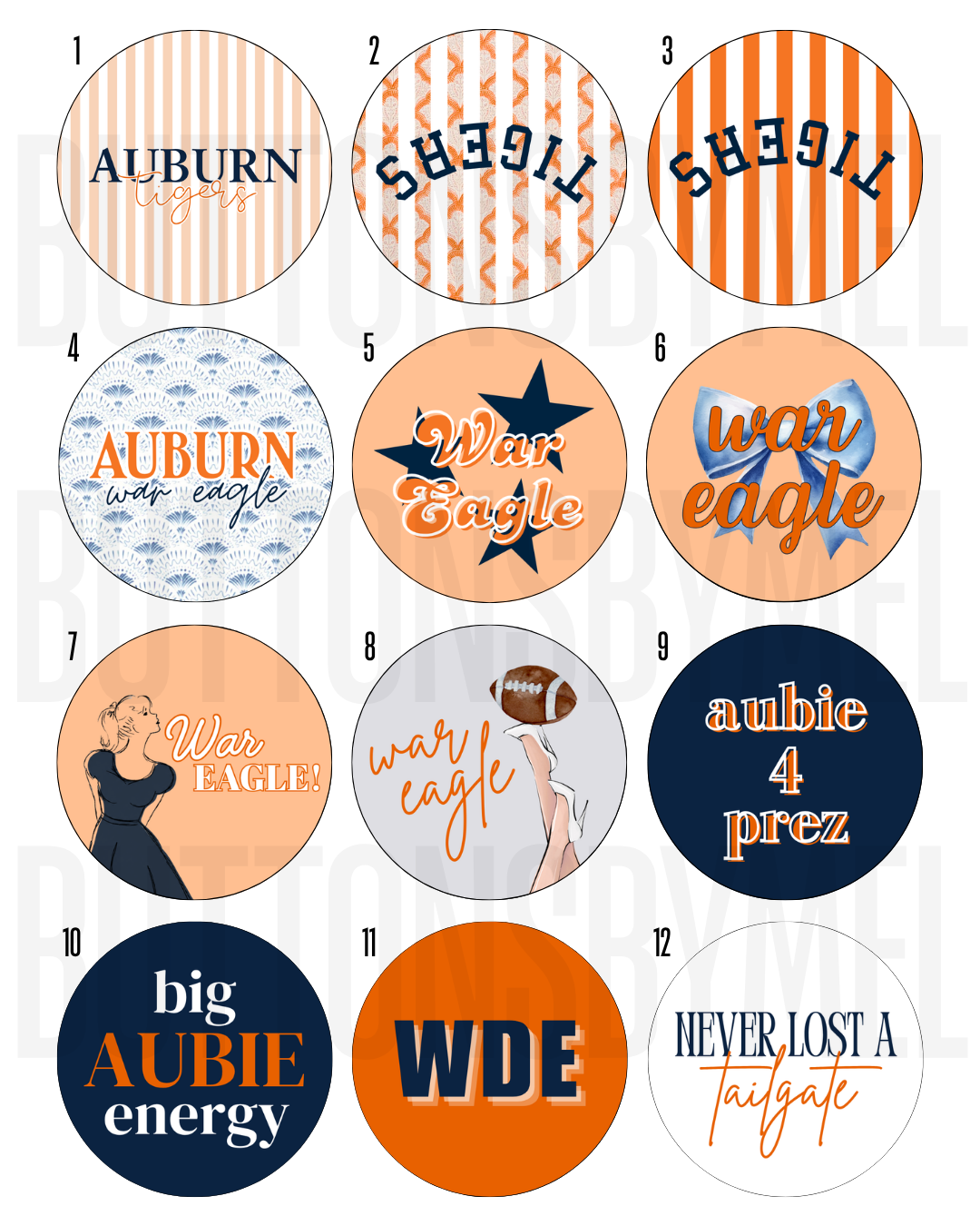 AUBURN Gameday Buttons