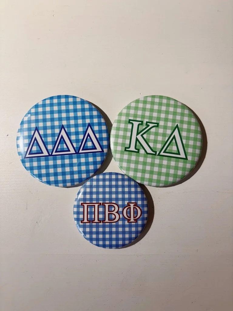 CUSTOM SORORITY LETTERS Gingham Gameday Button