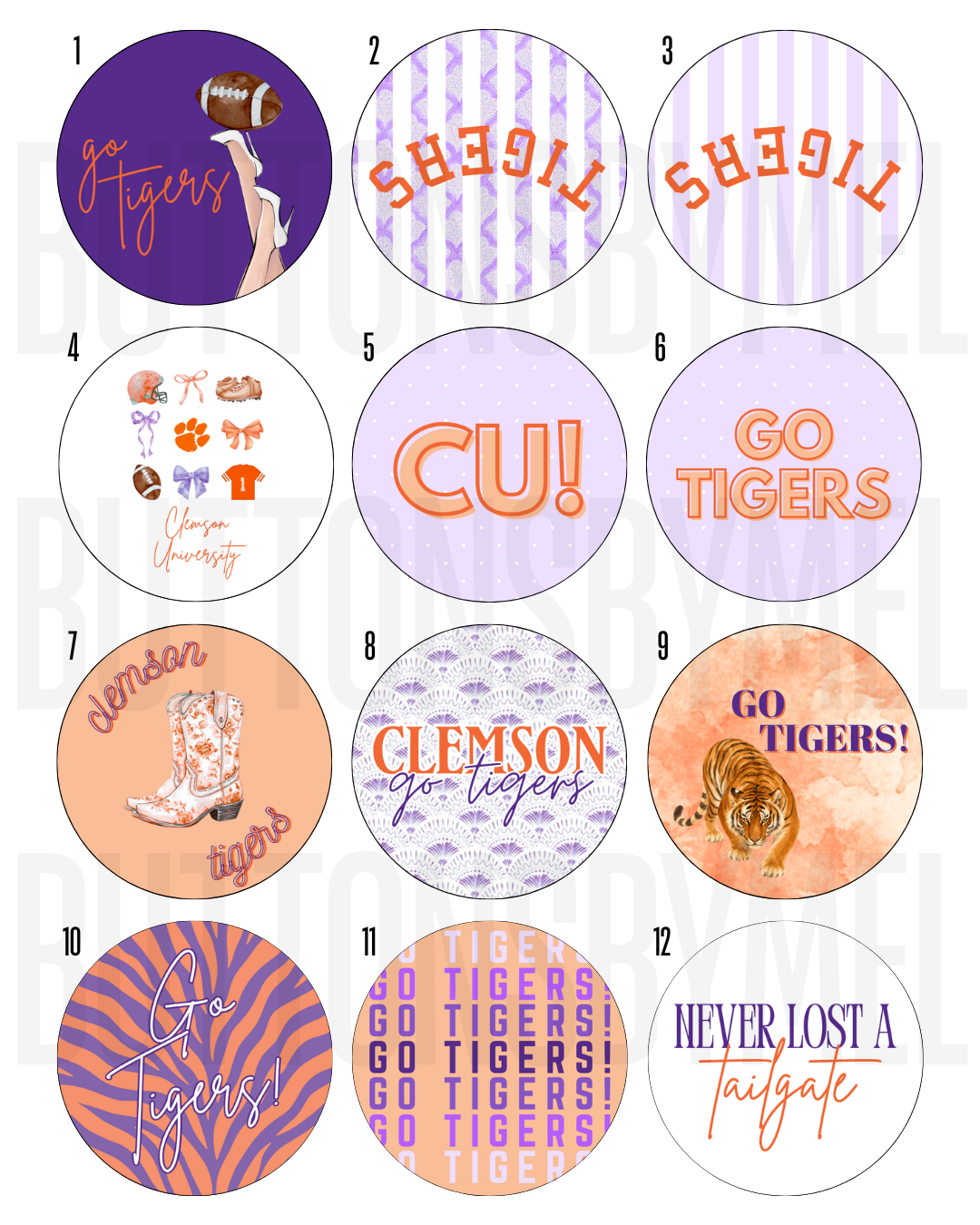 CLEMSON Gameday Buttons