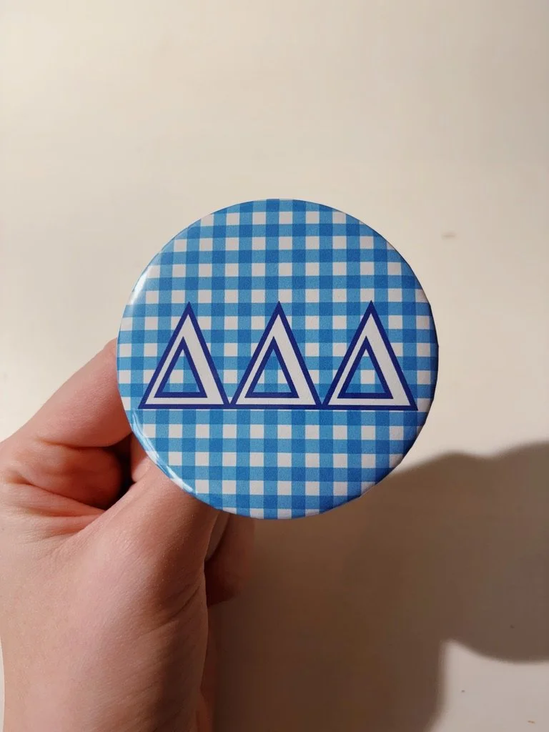 TRI DELTA Gingham Gameday Button