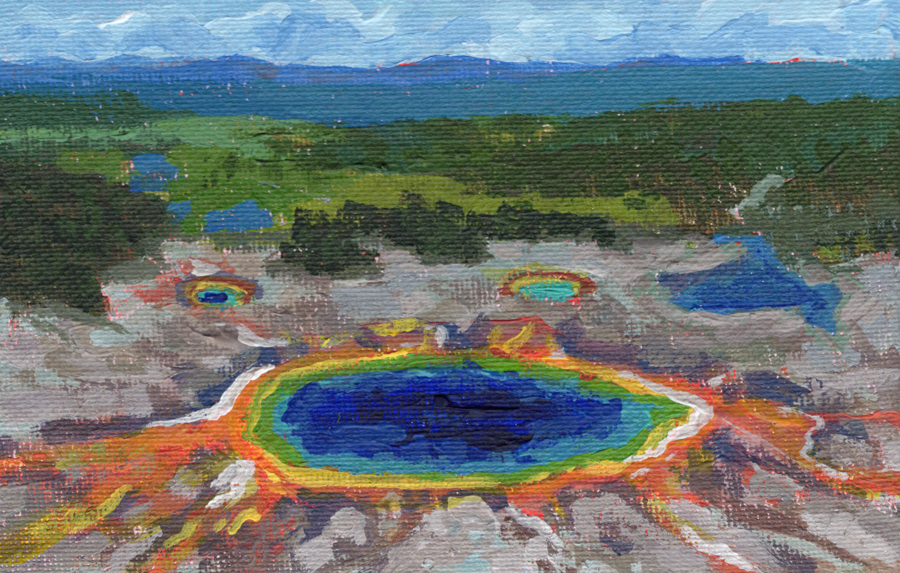 Painting of Grand Prismatic in Yellowstone National Park