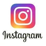 Instagram logo with colorful gradient background and the word 'Instagram' below.