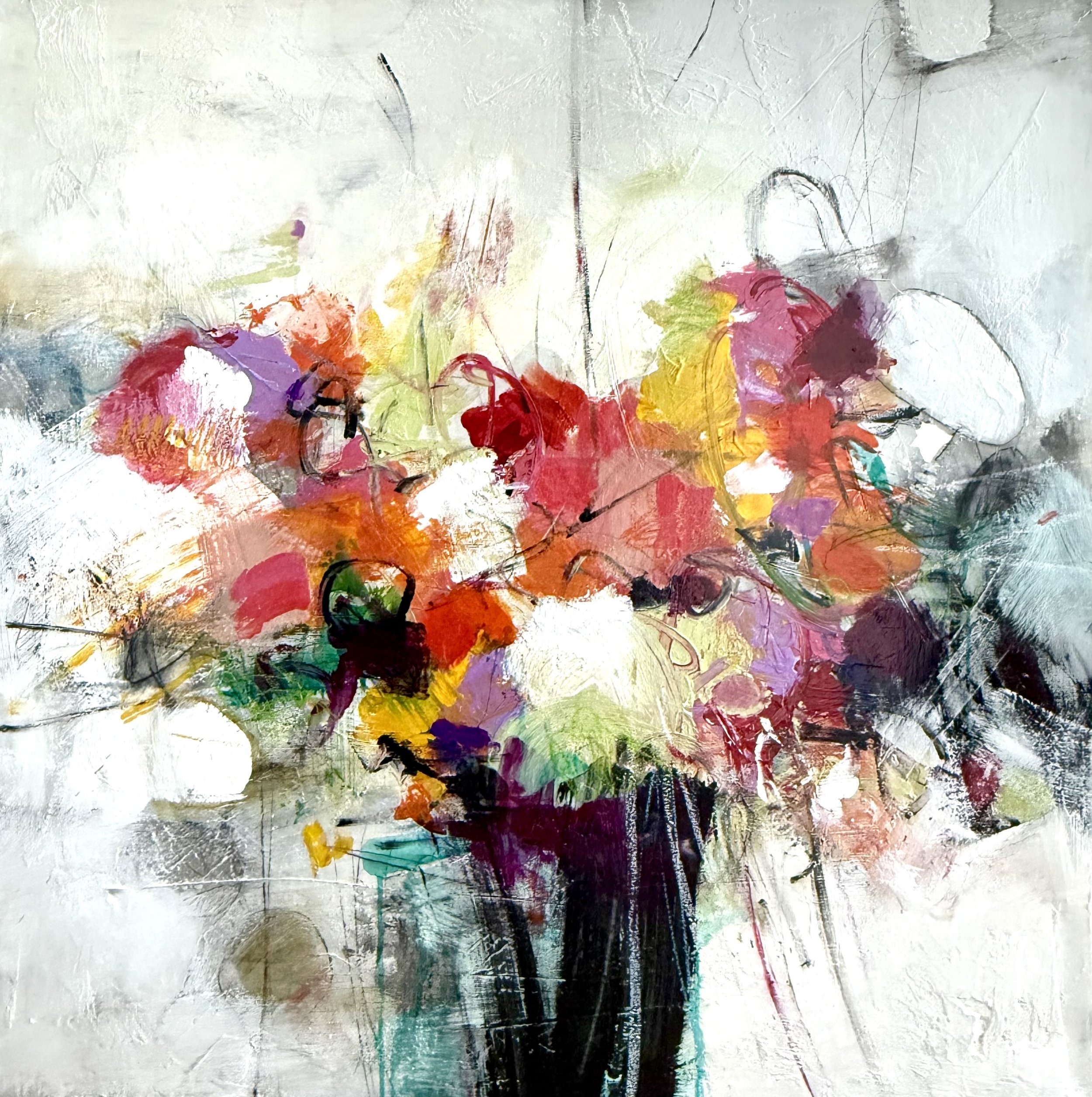 PRISMATIC BLOOM 40x40; acrylic on canvas