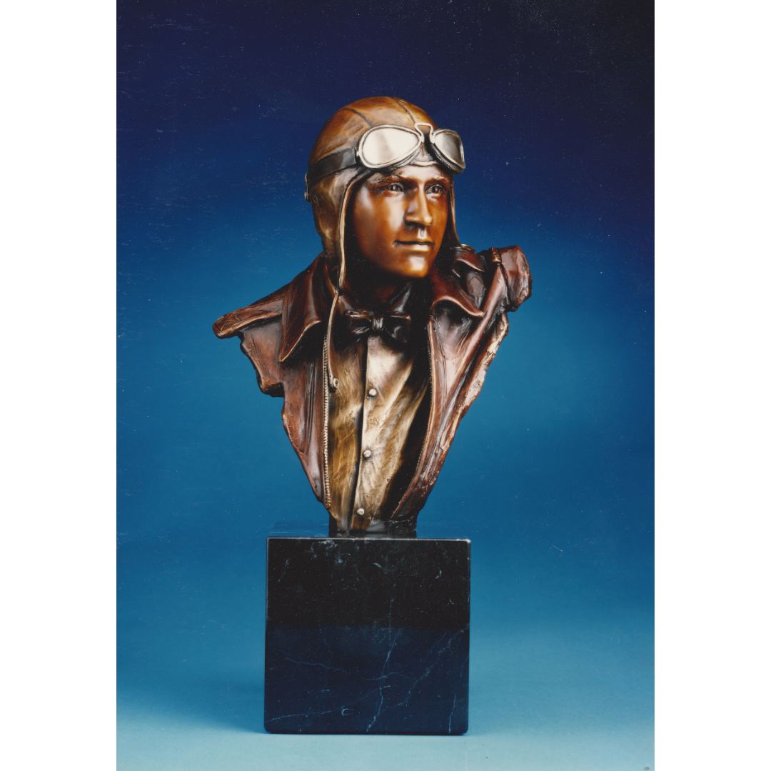The Aviator Study - Bronze Sculpture of Pilot Elrey Borge Jeppesen by George Lundeen