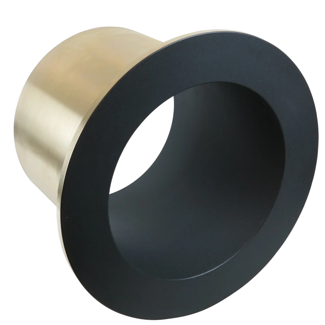 A black and silver industrial bearing.