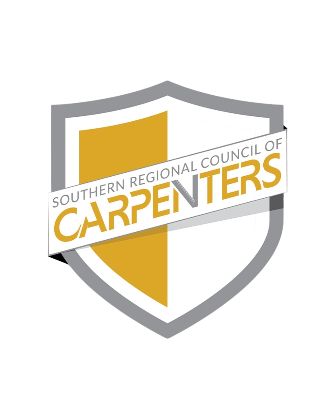 Emblem of the Southern Regional Council of Carpenters featuring a shield with a gold and white design and a banner with the organization's name.