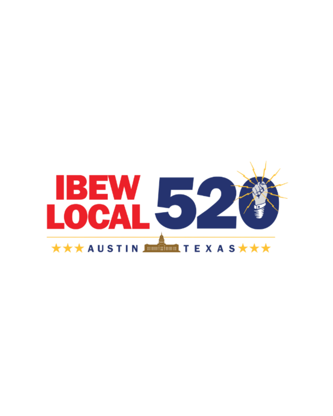 2022 election campaign graphic with bold red, blue, and yellow text saying 'I BEW LOCAL 52' and a raised fist symbol.