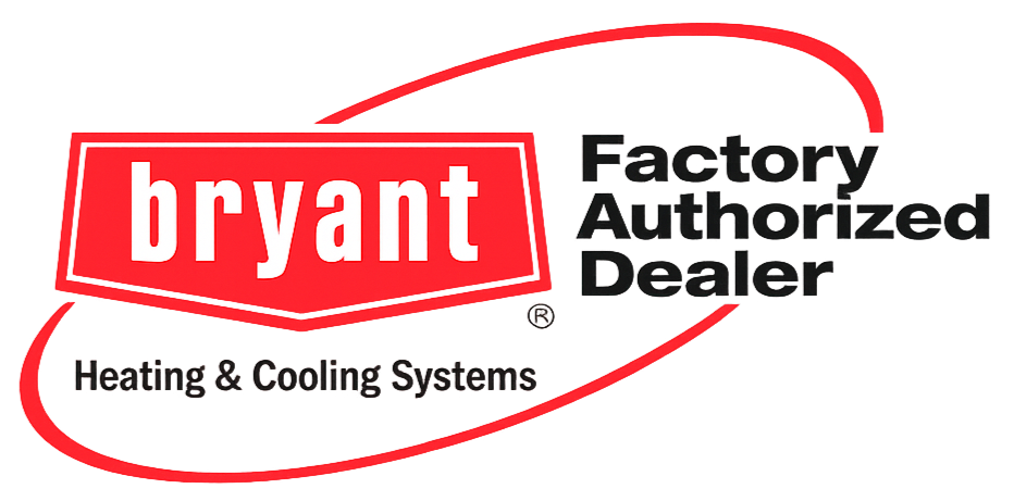 Bryant Factory Authorized Dealer logo with heating and cooling systems text.