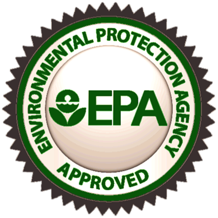EPA approved Environmental Protection Agency logo with green text and a circular badge design