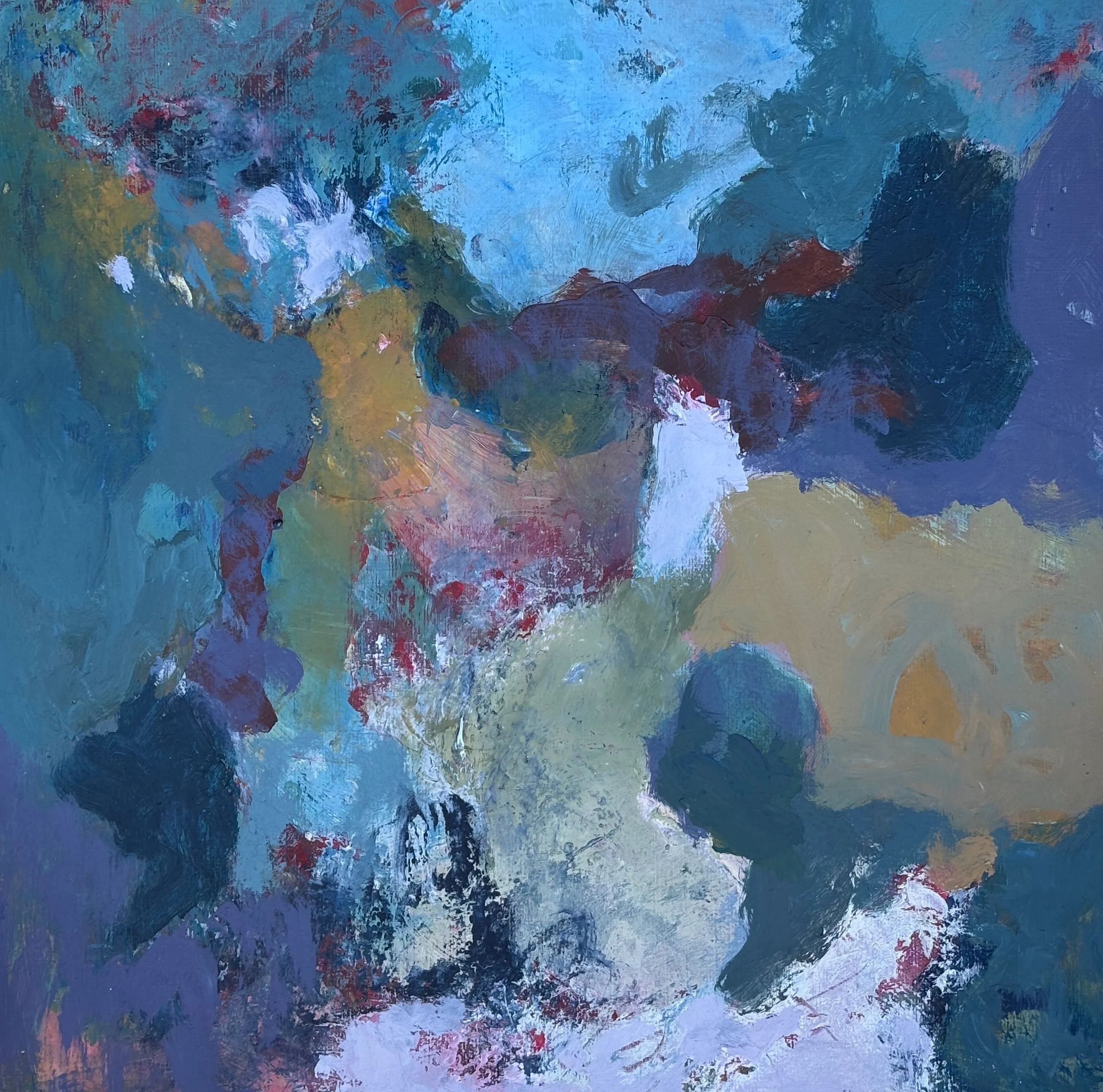 Another World, 
mixed media on cradled wood panel, 12"x12"
