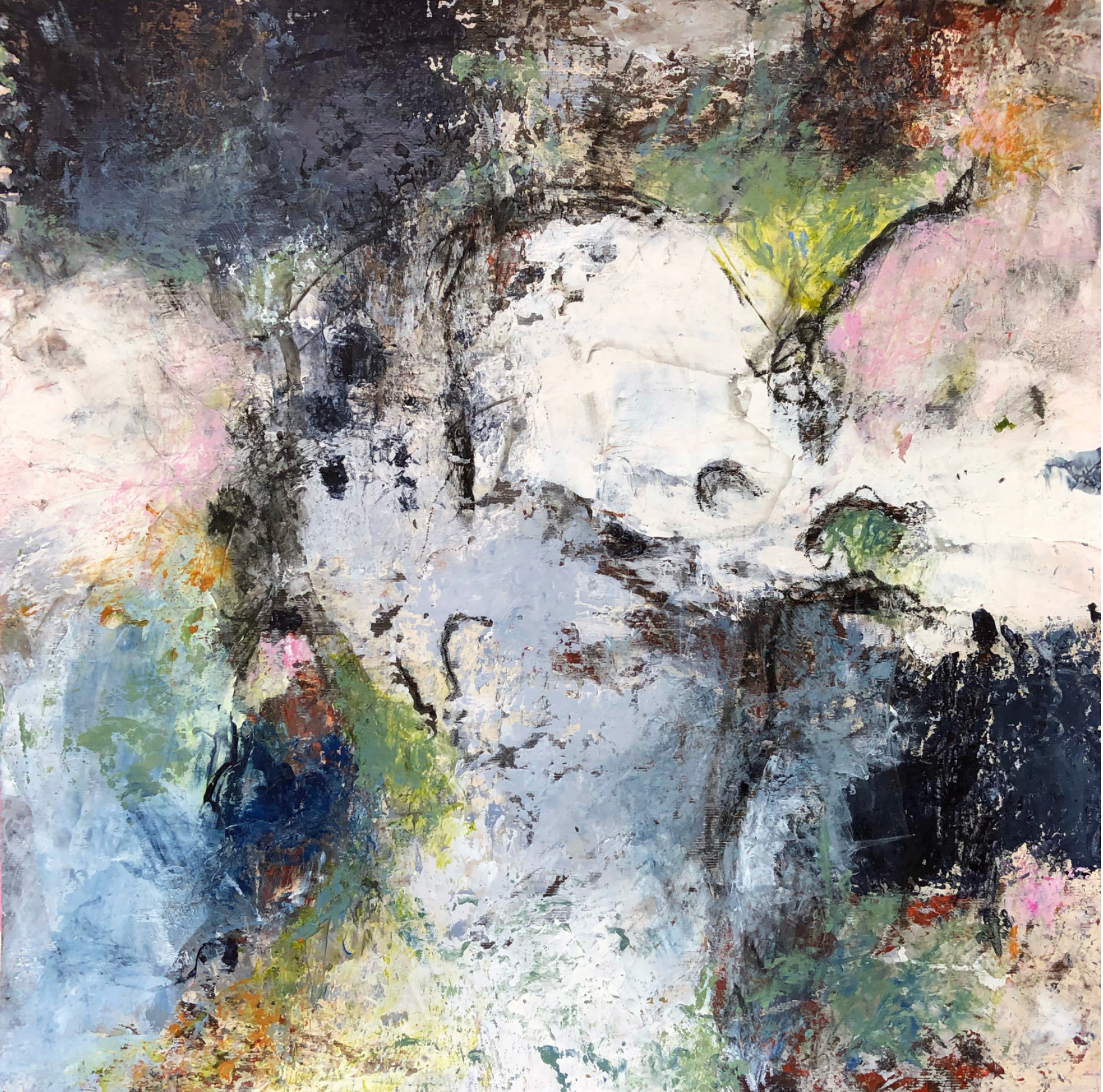 Unearthing #2, 
mixed media on cradled wood panel, 12"x12"