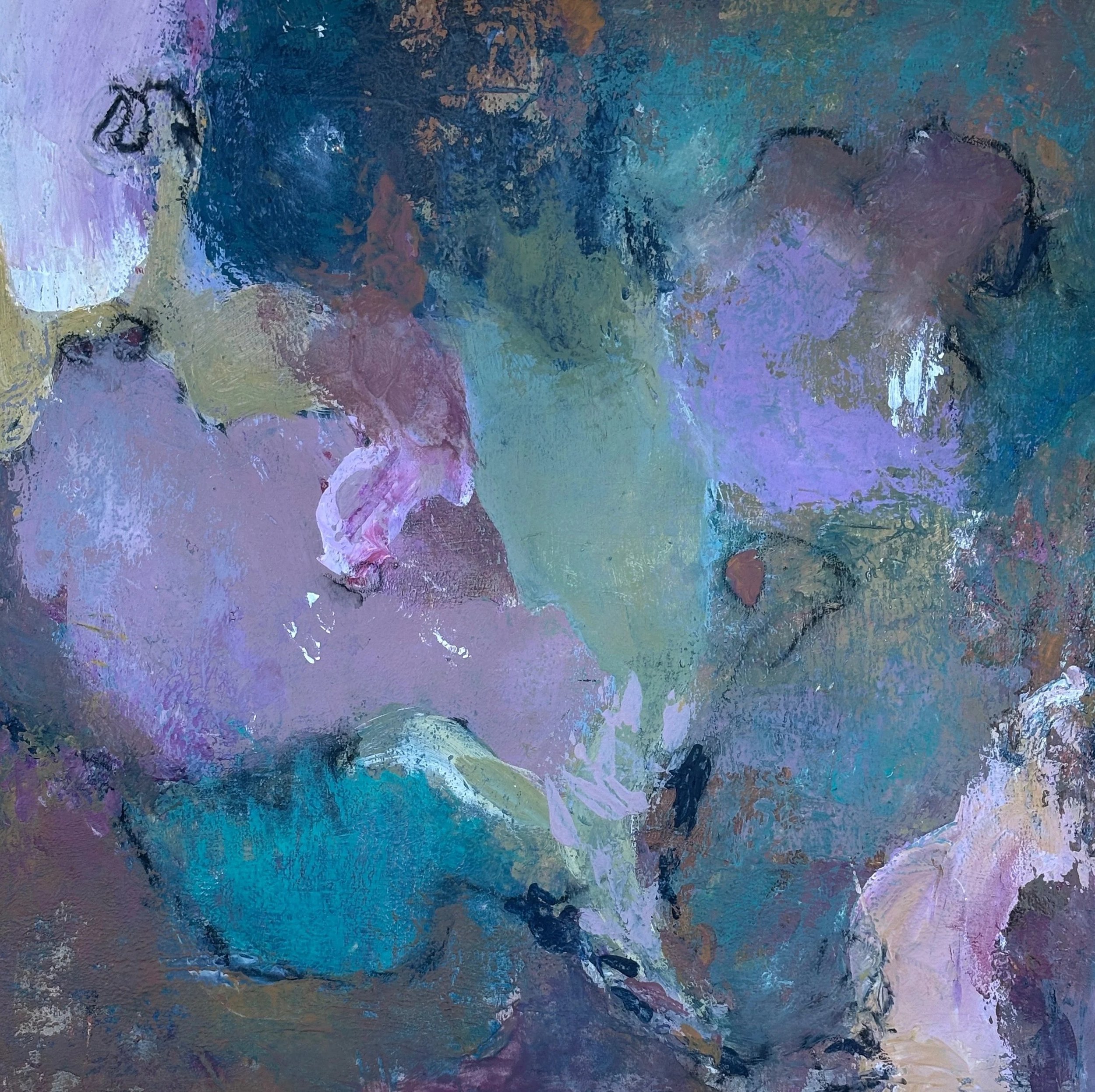 Organic Movement #1, 
mixed media on cradled wood panel, 12"x12"
