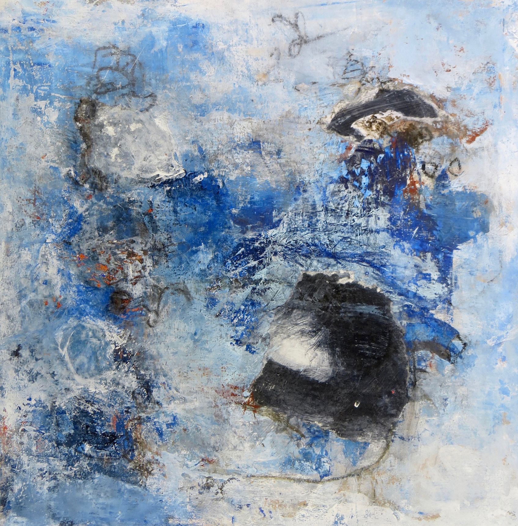 Whats Behind It All, 
mixed media on cradled wood panel, 12"x12"

