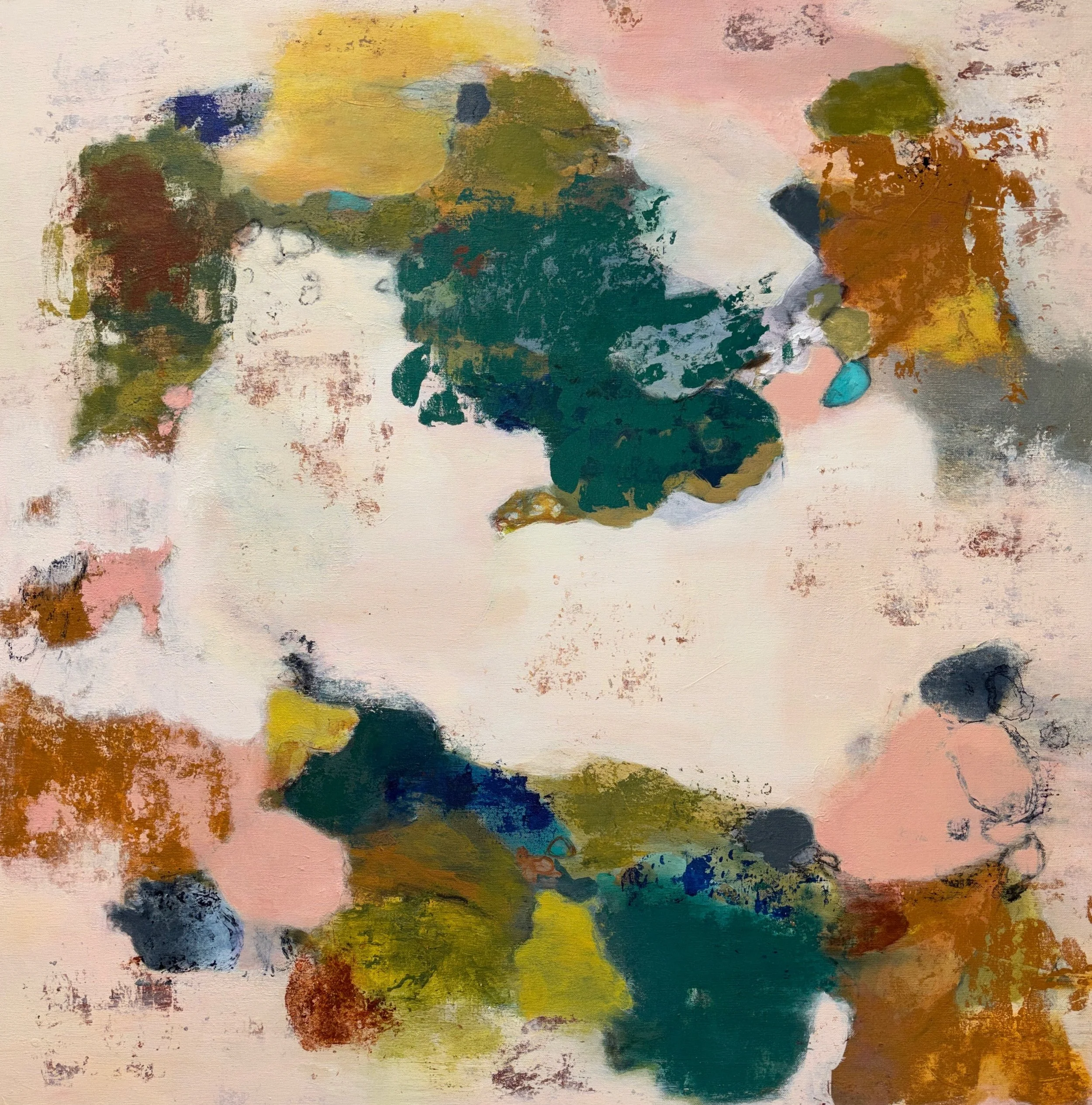 Glimpses of Enamel, mixed media on canvas, 
 36"x36"