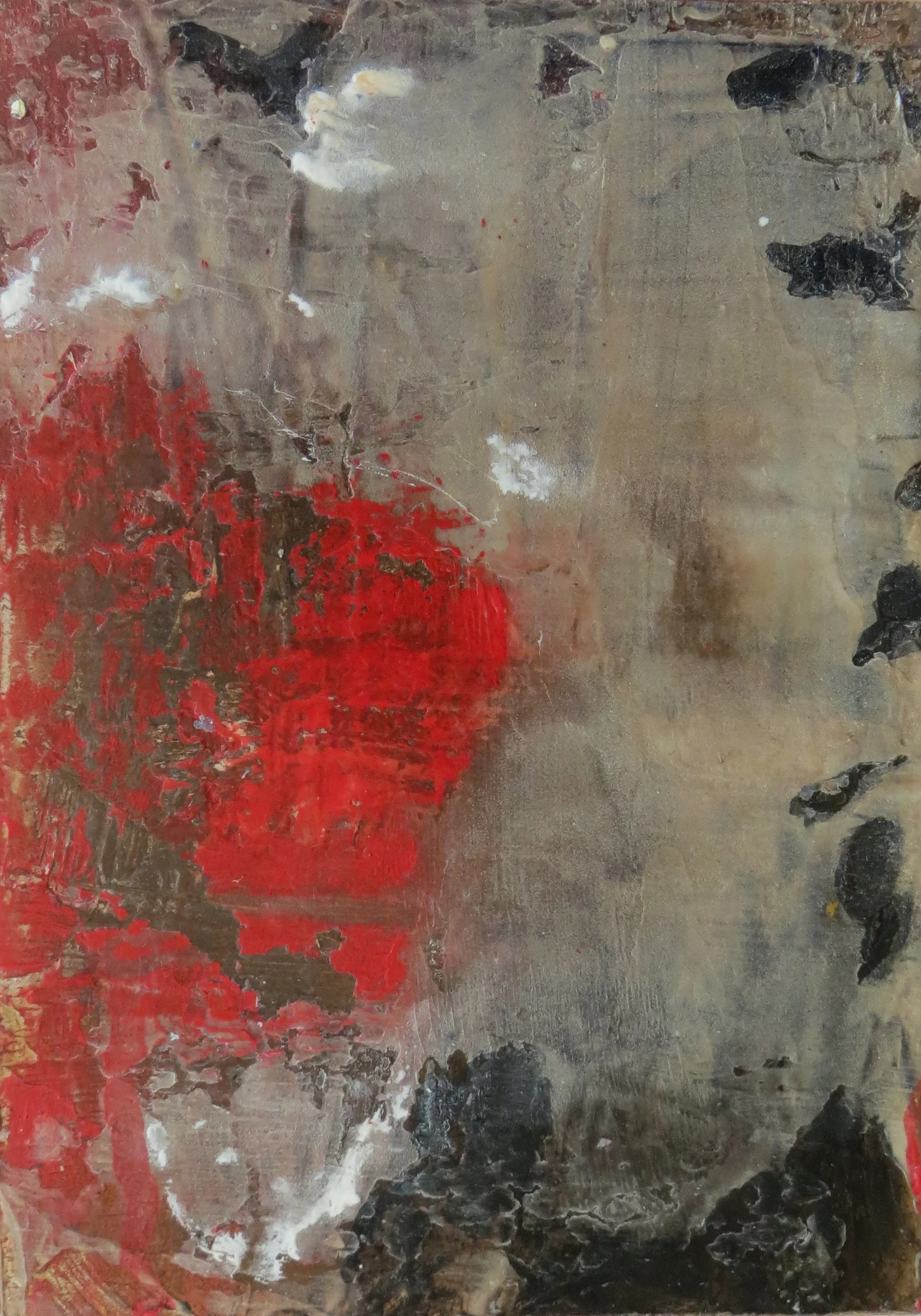 Yin/Yang Red #2,
 mixed media on wood, 7"x5" 