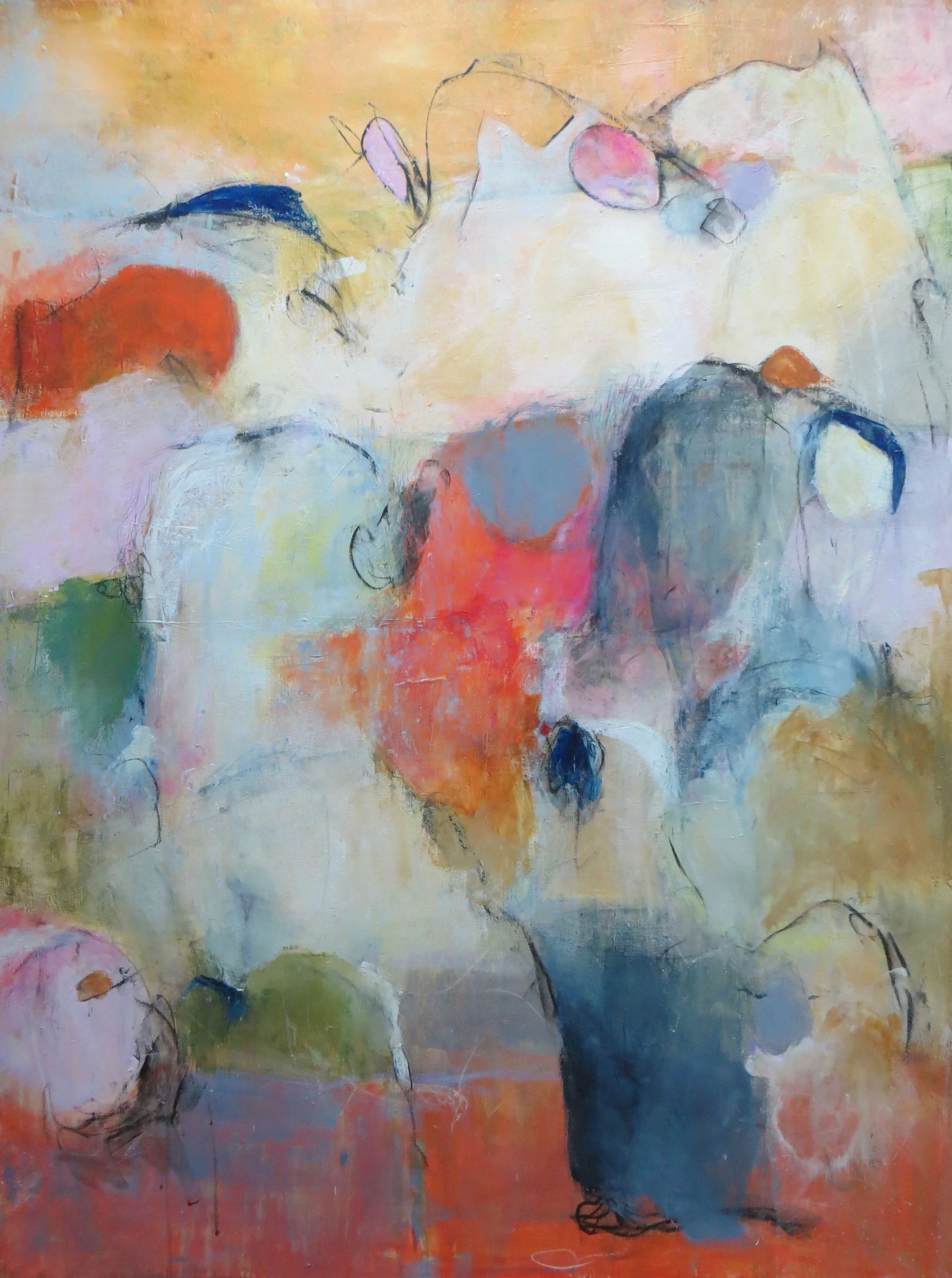 Spontaneous Movement, mixed media on canvas, 
 48"x36"