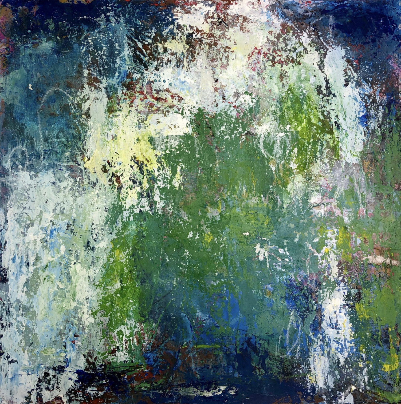 A Forest of Lusciousness, 
mixed media on cradled wood panel, 12"x12"
