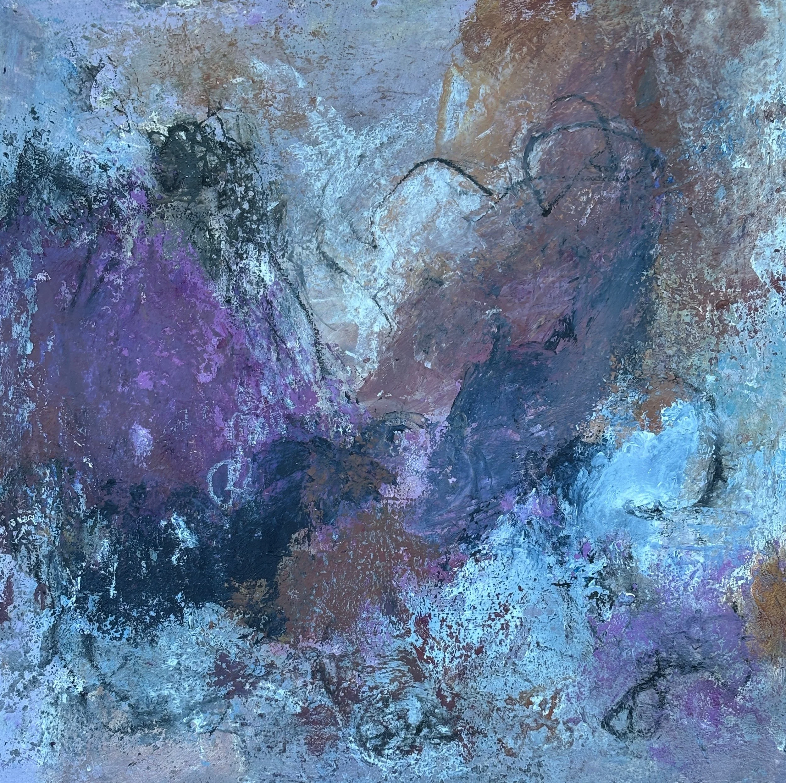 Lavender Dreams #1, 
mixed media on cradled wood panel, 12"x12"
