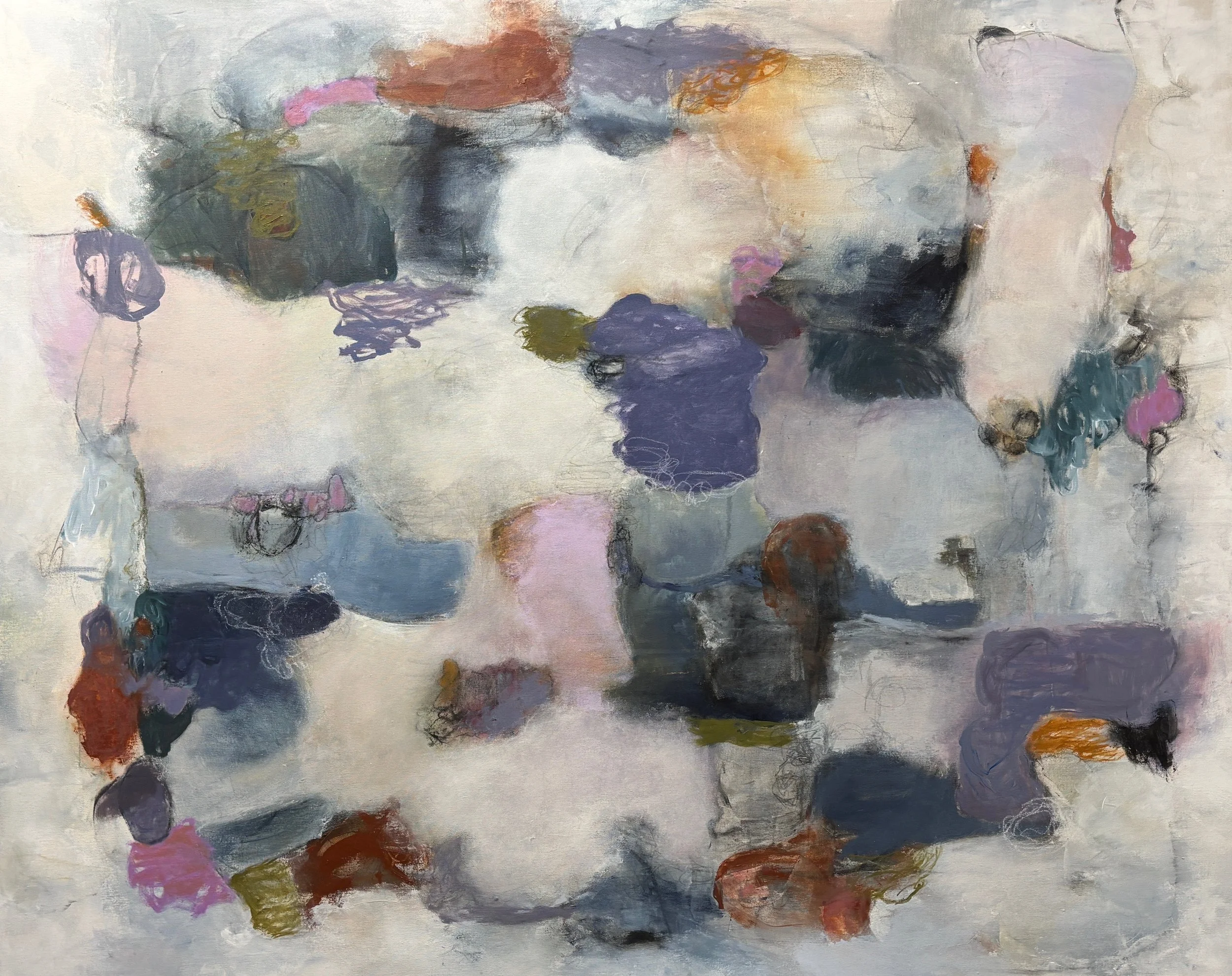 Moving thru Space, mixed media on canvas, 
60"x48" (Work in Progress)