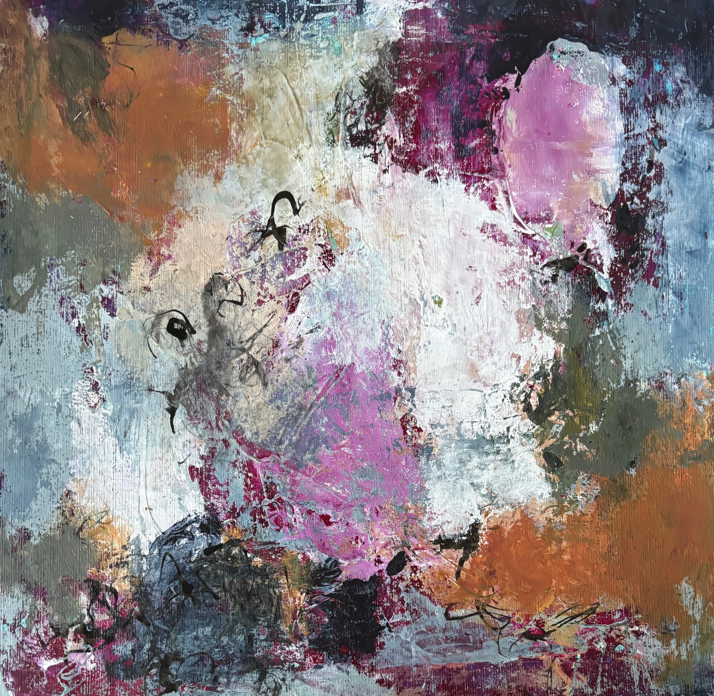 Layers of Resilience #2, 
mixed media on cradled wood panel, 12"x12"