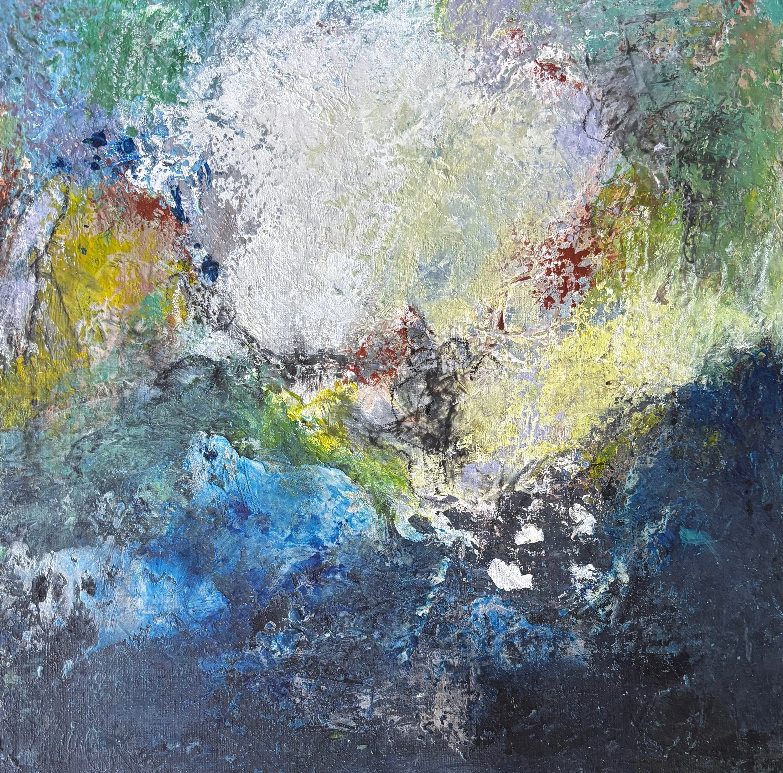 A Story to Be Told, 
mixed media on cradled wood panel, 12"x12"
