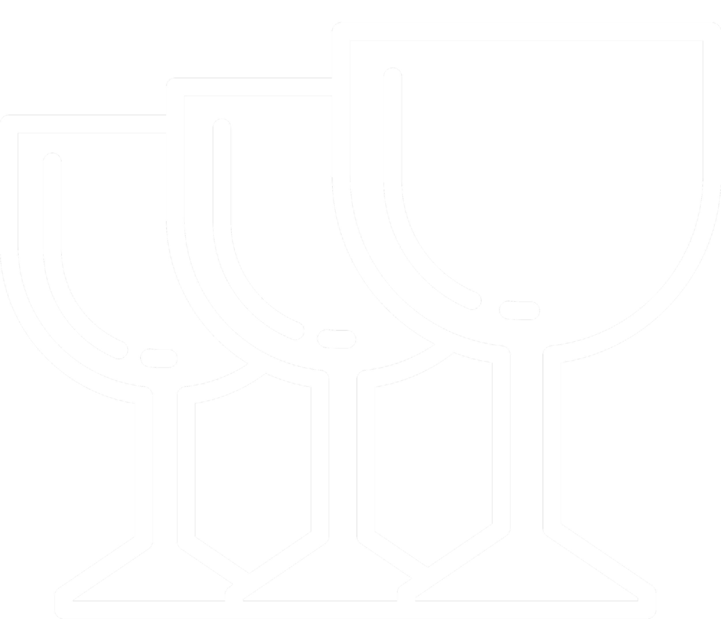 Lineair patroon van vier wijnglazen in zwart-wit stijl.