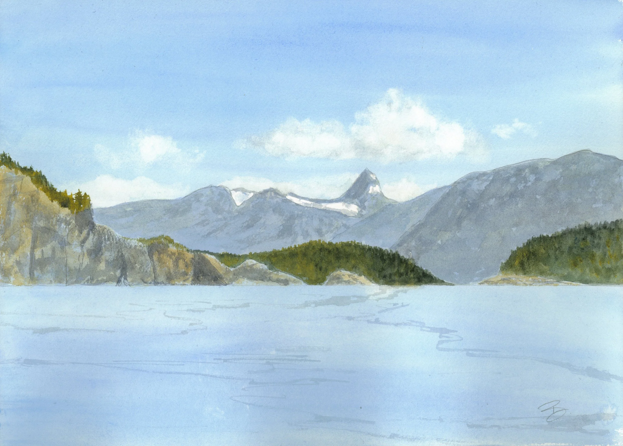 Desolation Sound, 2025, Watercolour, 14" X 10", In private collection.