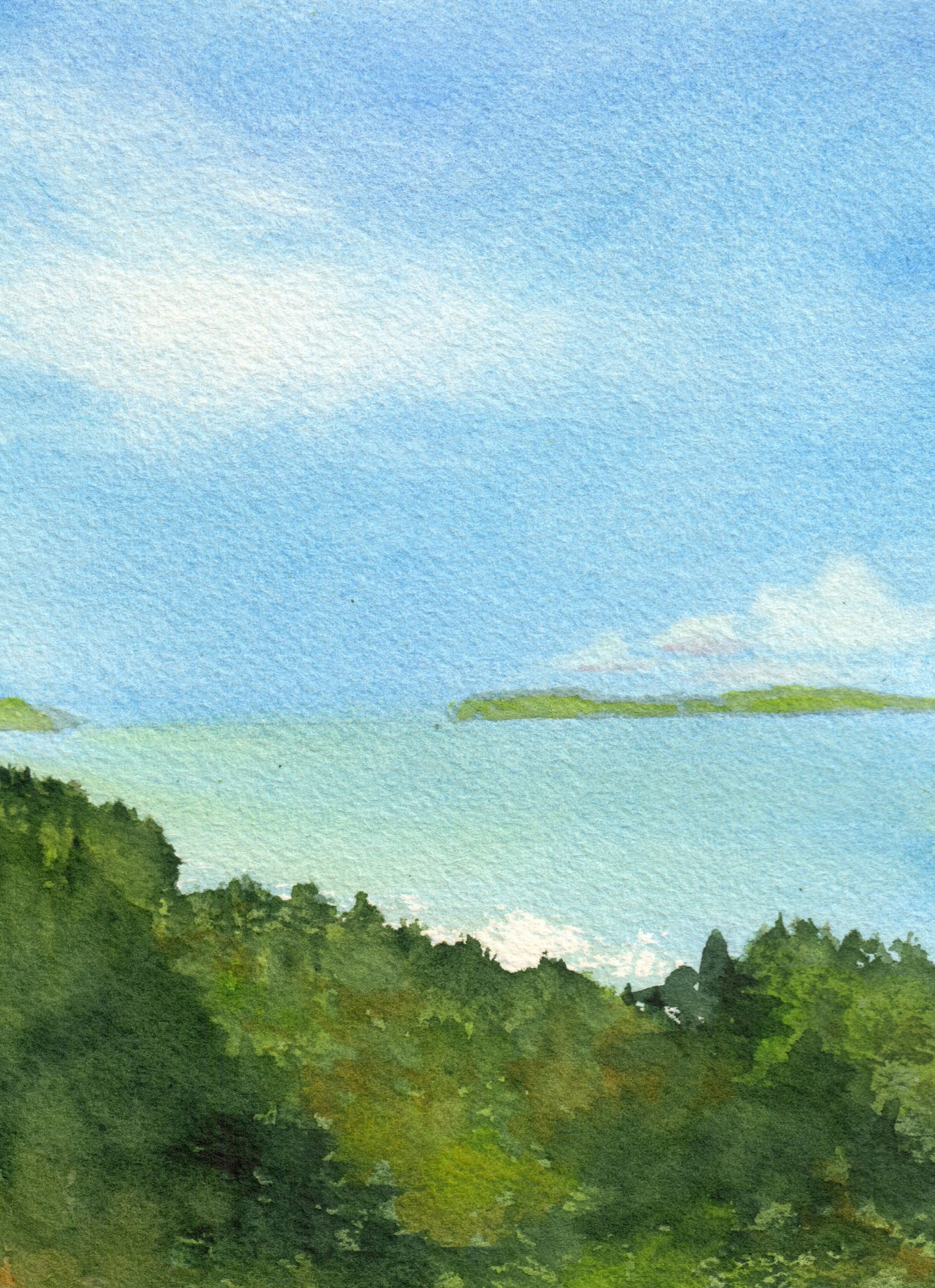 Welcome Passage. Watercolour. Framed 8X10" Original available for sale at the Seabreeze Gallery on Bowen Island