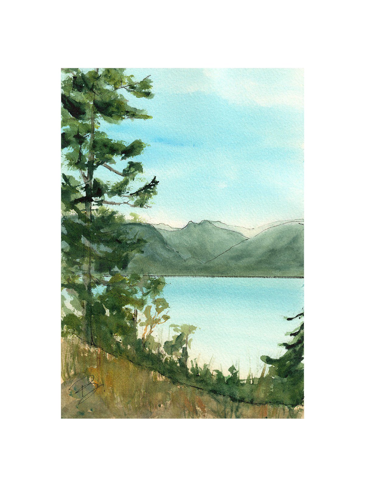 Eagle's View, 2024, Watercolour, 6"X9." In private collection.