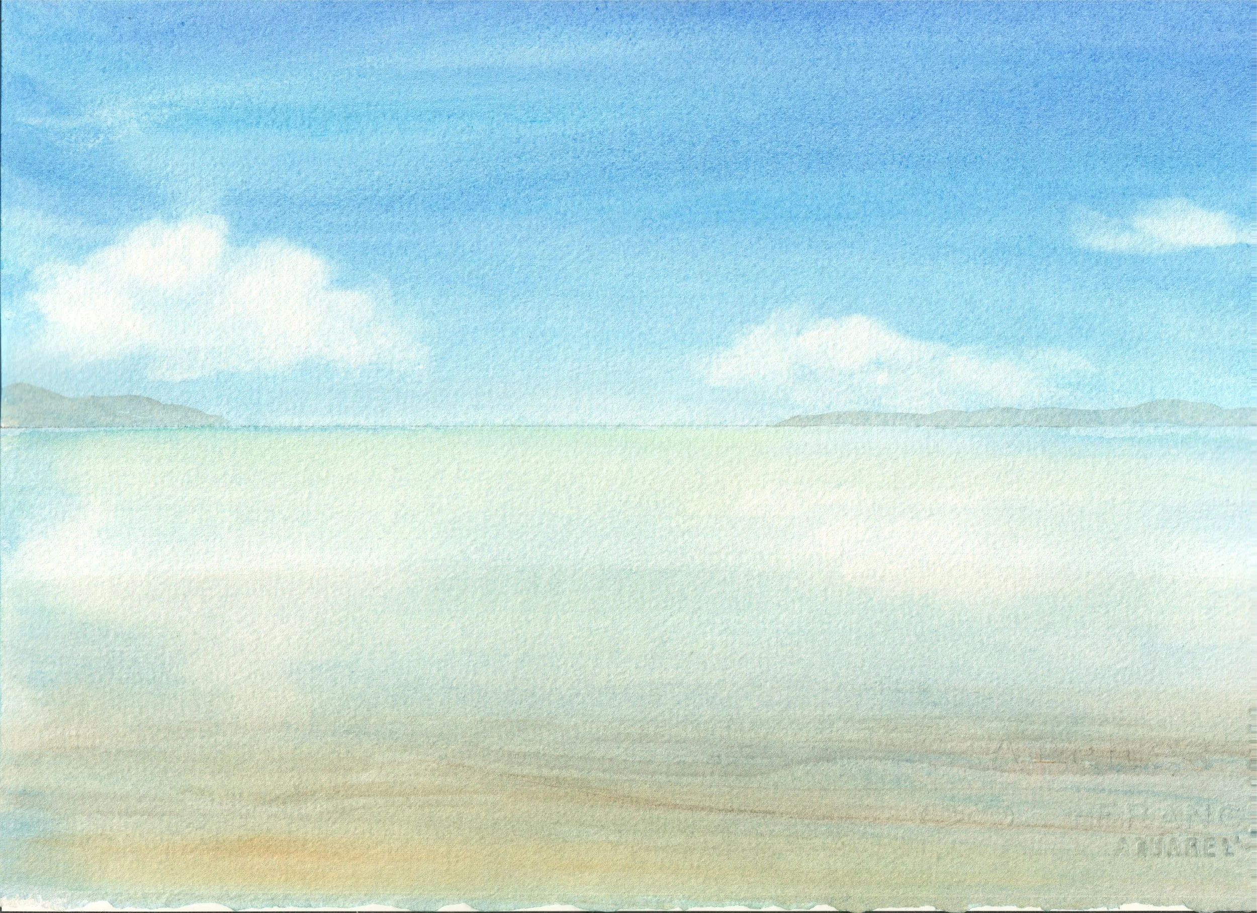Tribune Bay: Watercolour. Framed Original available for sale at the Seabreeze Gallery on Bowen Island.