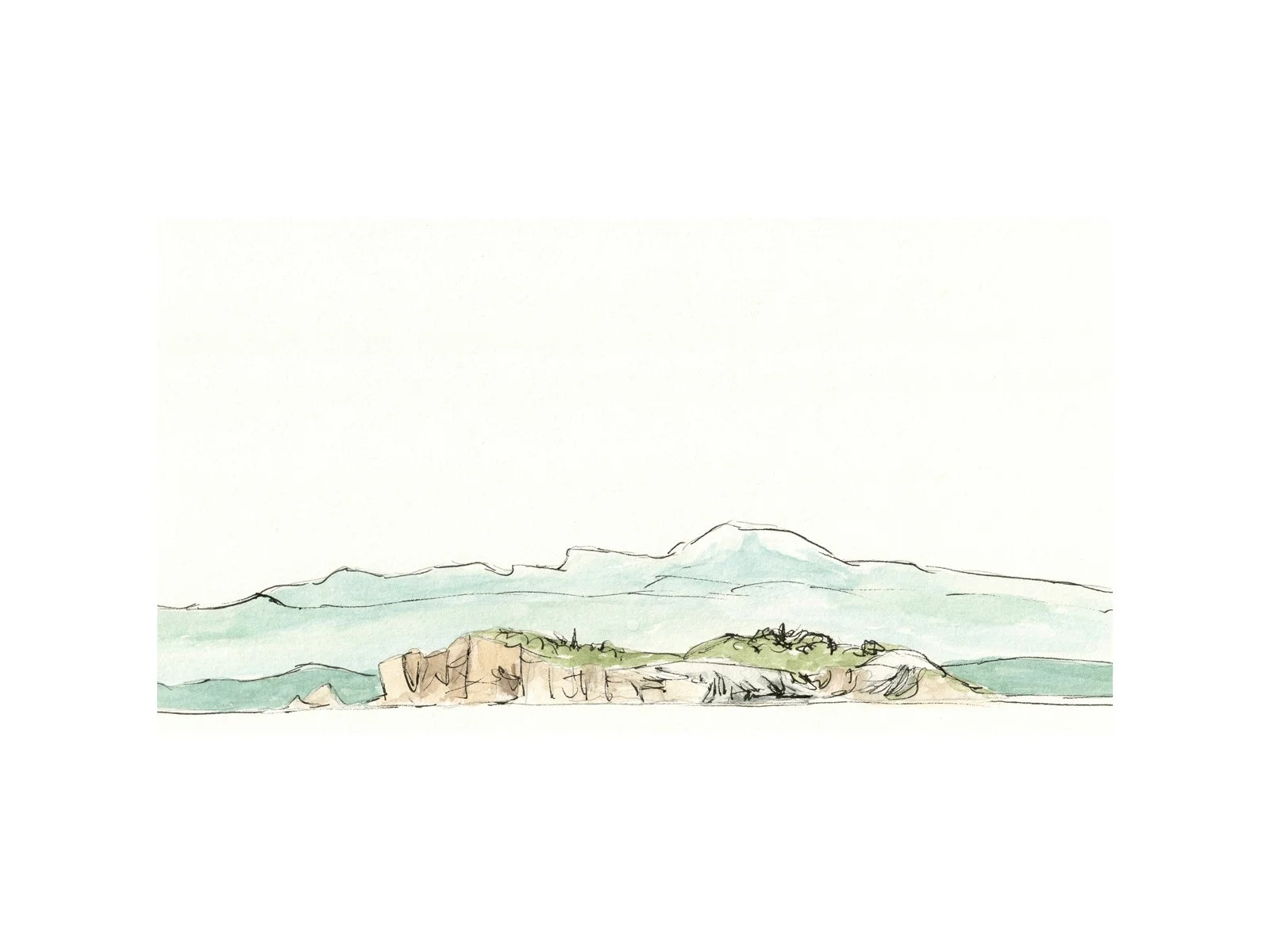 Vivian Island, 2023, Watercolour and ink, 8"X10", in private collection